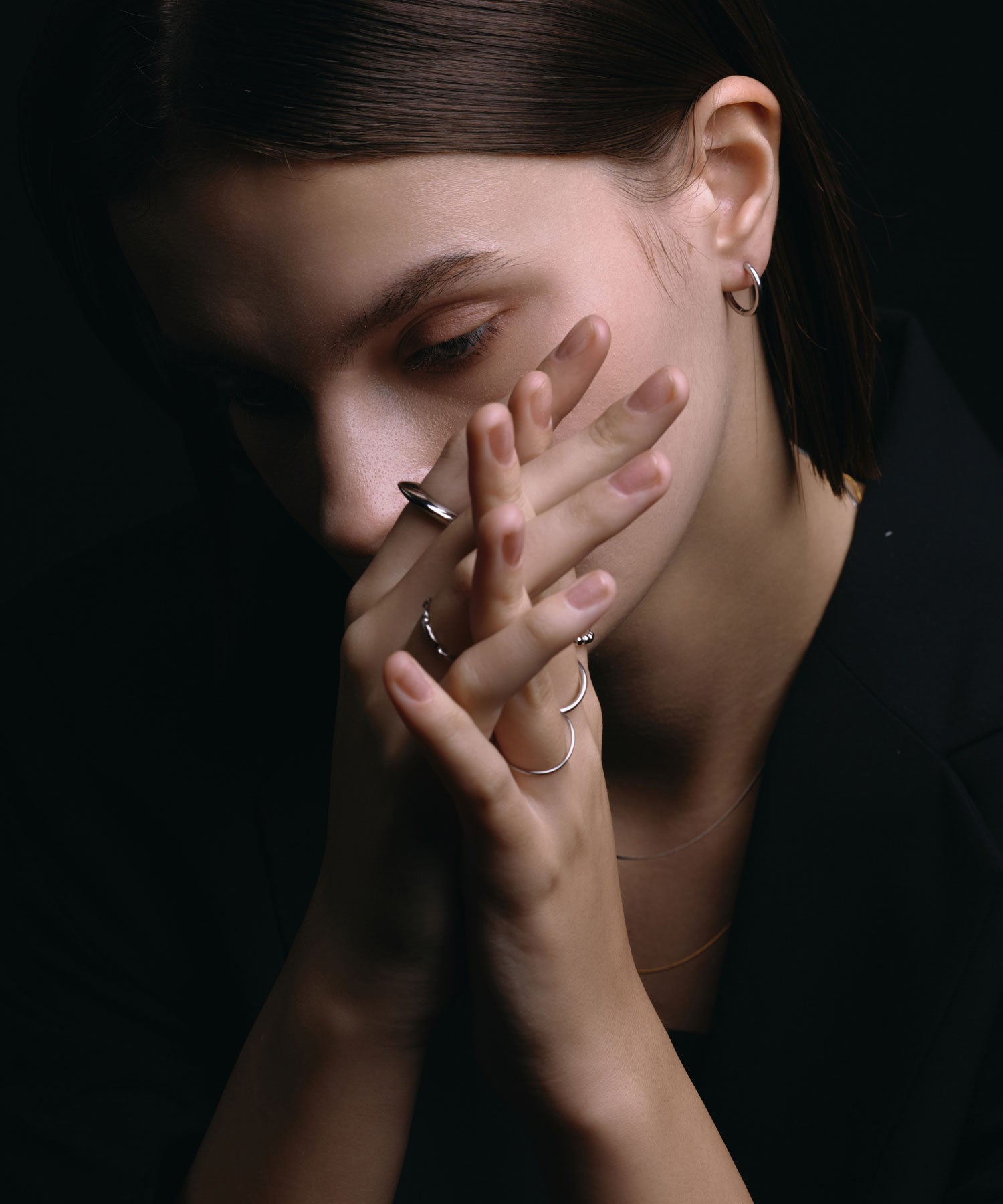 [Silver] One-touch loop earrings 16mm