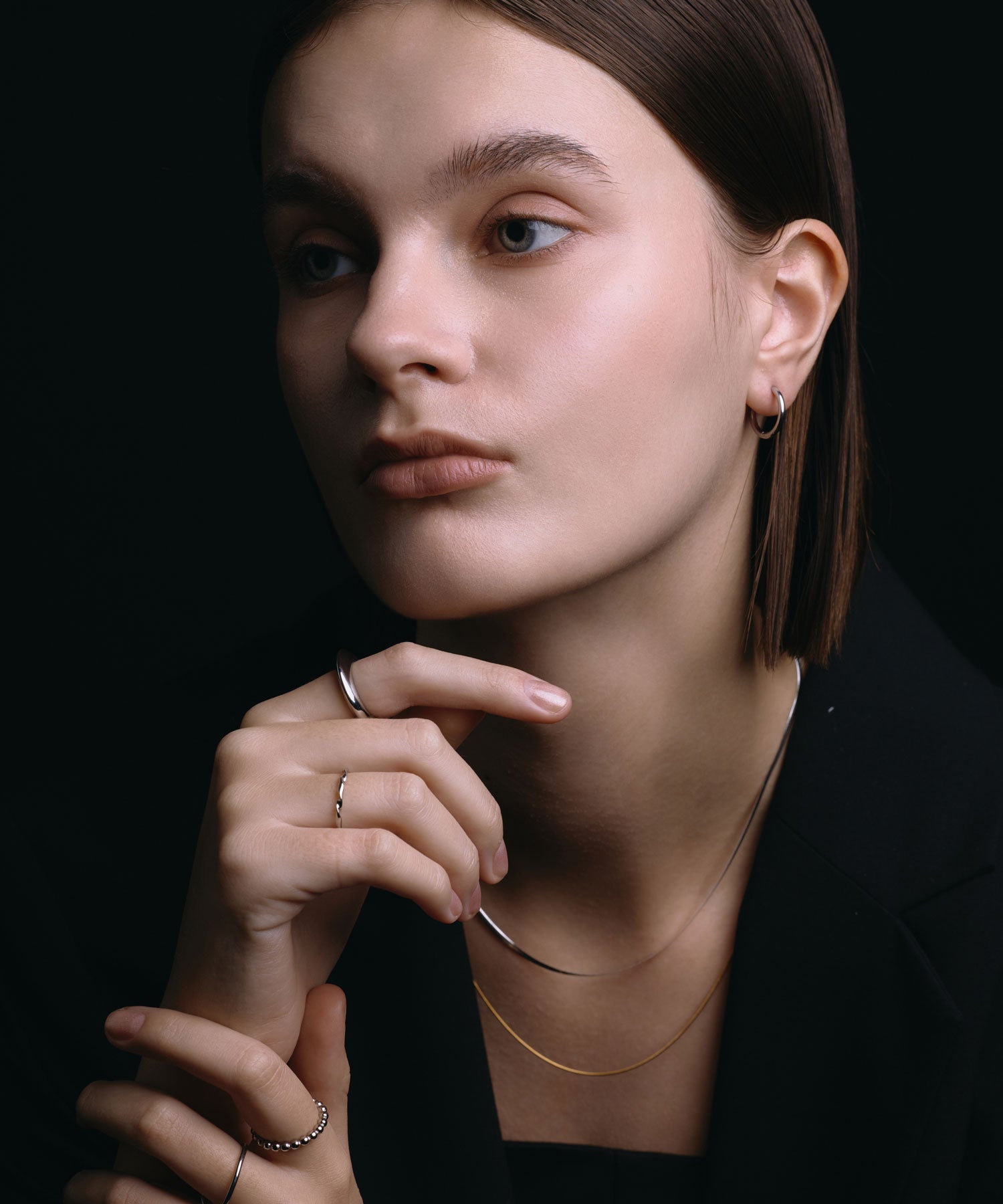 [Silver] One-touch loop earrings 16mm