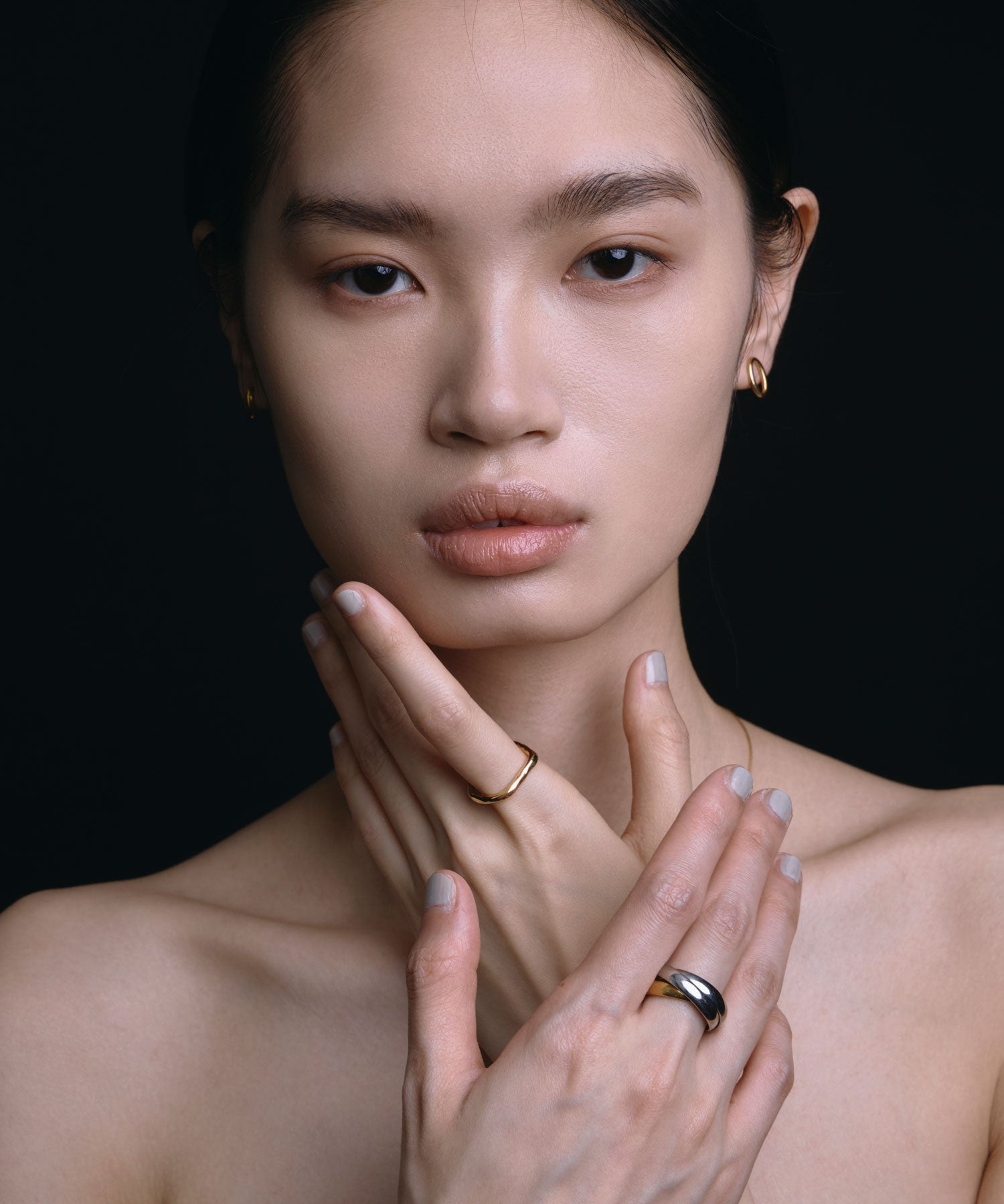 [ゴールド]オーバルアシメピアス