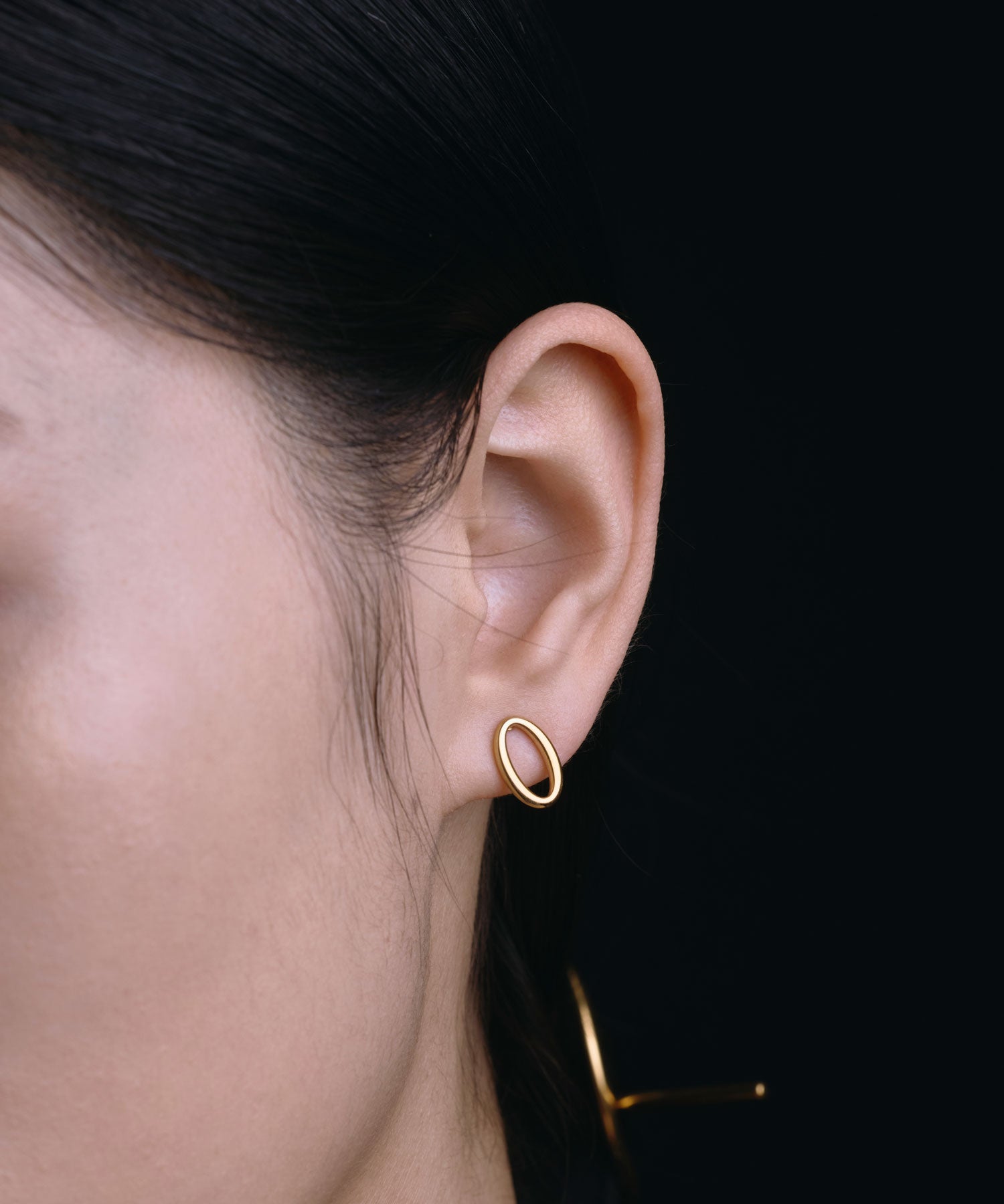 [ゴールド]オーバルアシメピアス