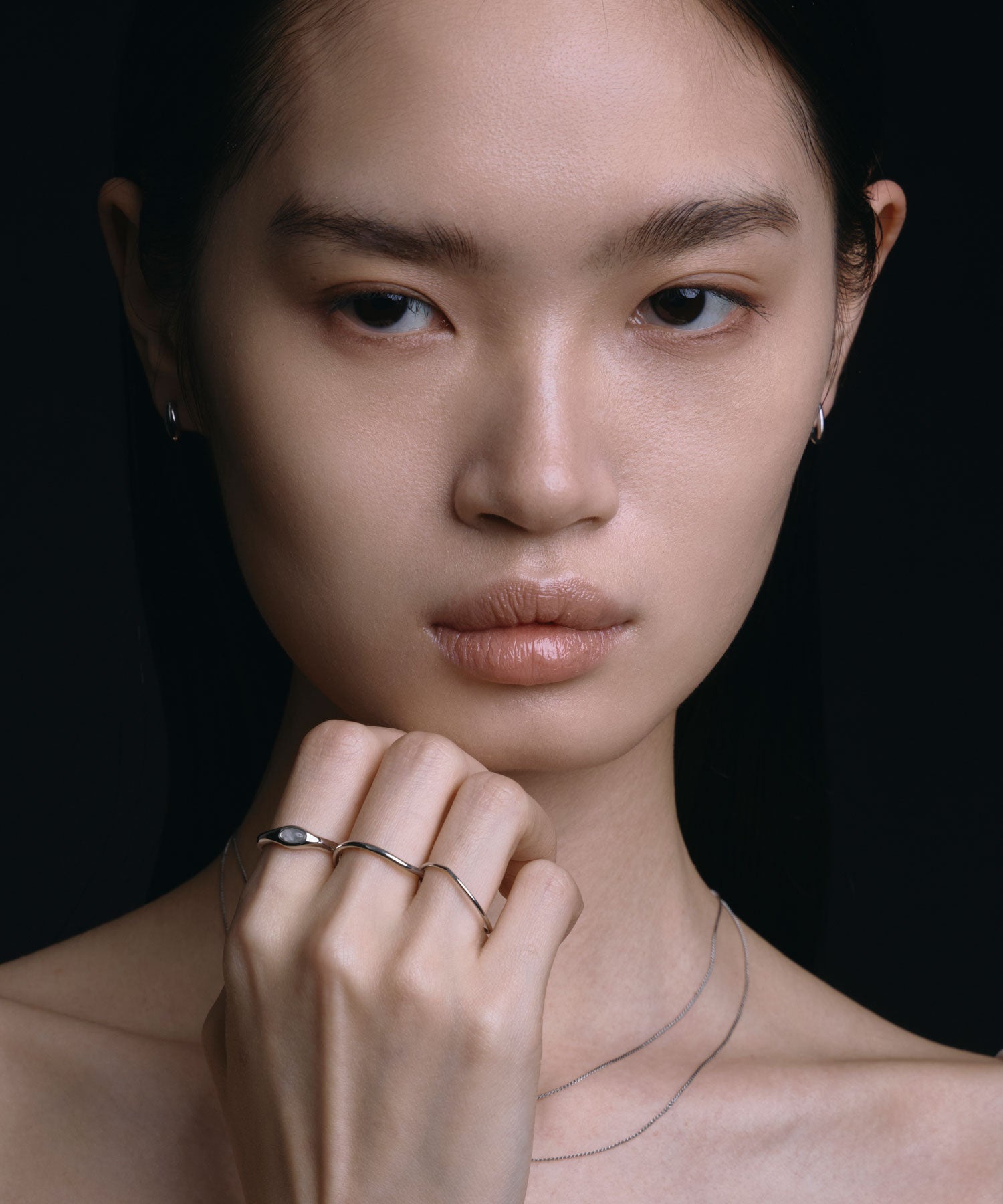 [シルバー]オーバルアシメピアス