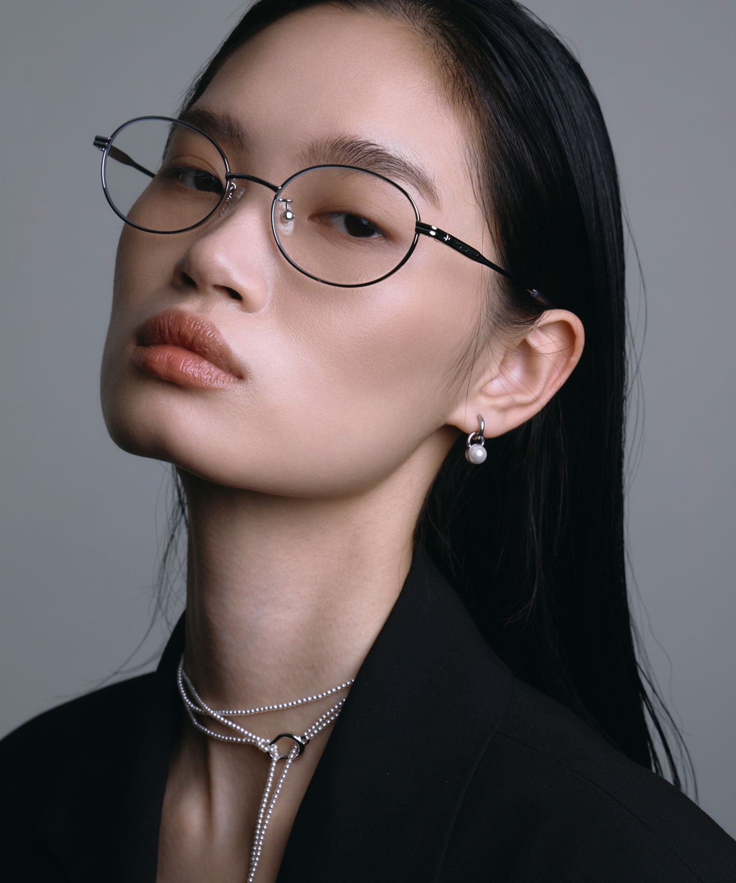 [クリア]オーバルメタルフレームアイウェア