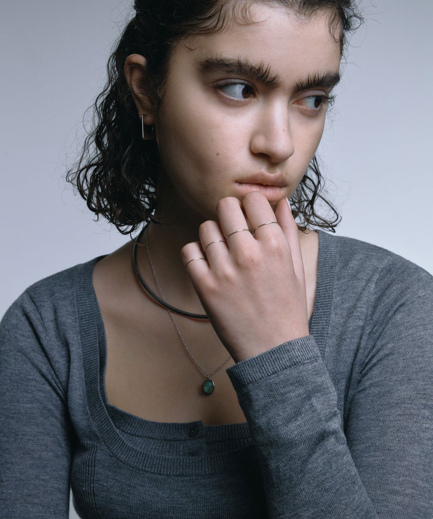 [Silver] Panel Hoop Earrings