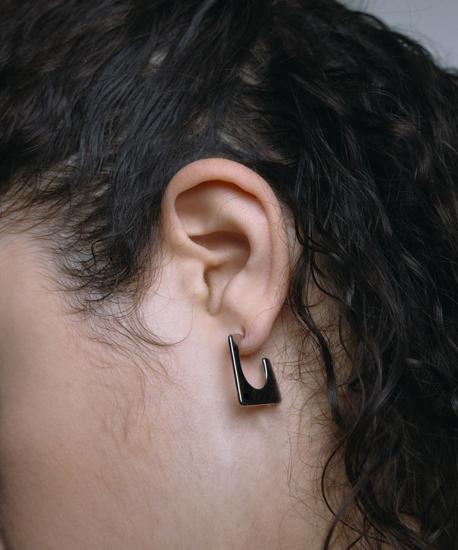 [Silver] Panel Hoop Earrings