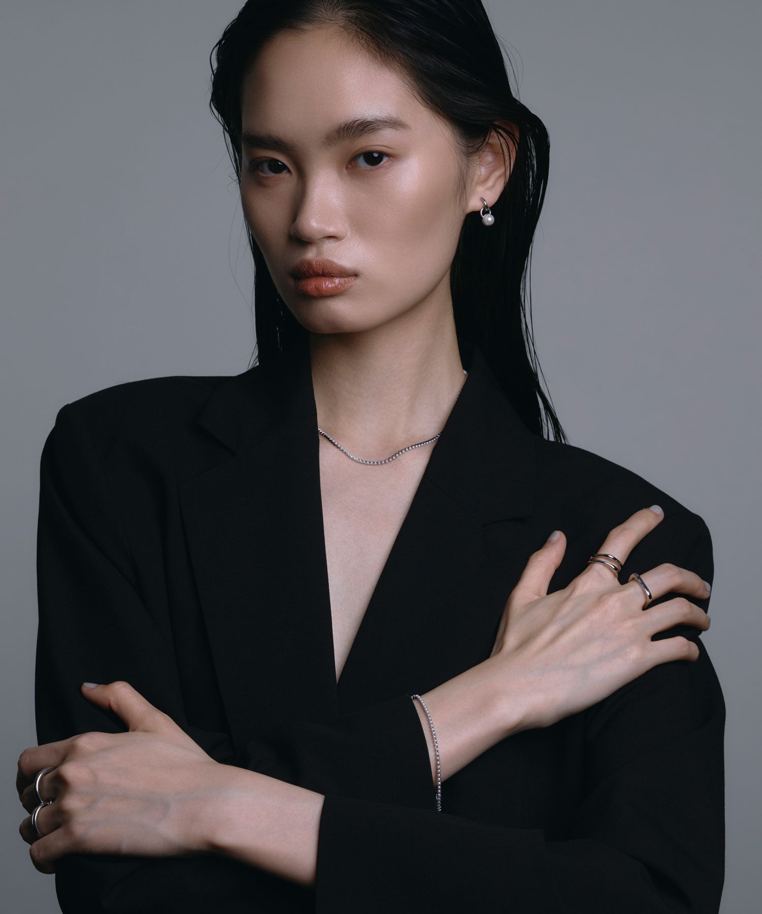 [シルバー]パールレーンネックレス