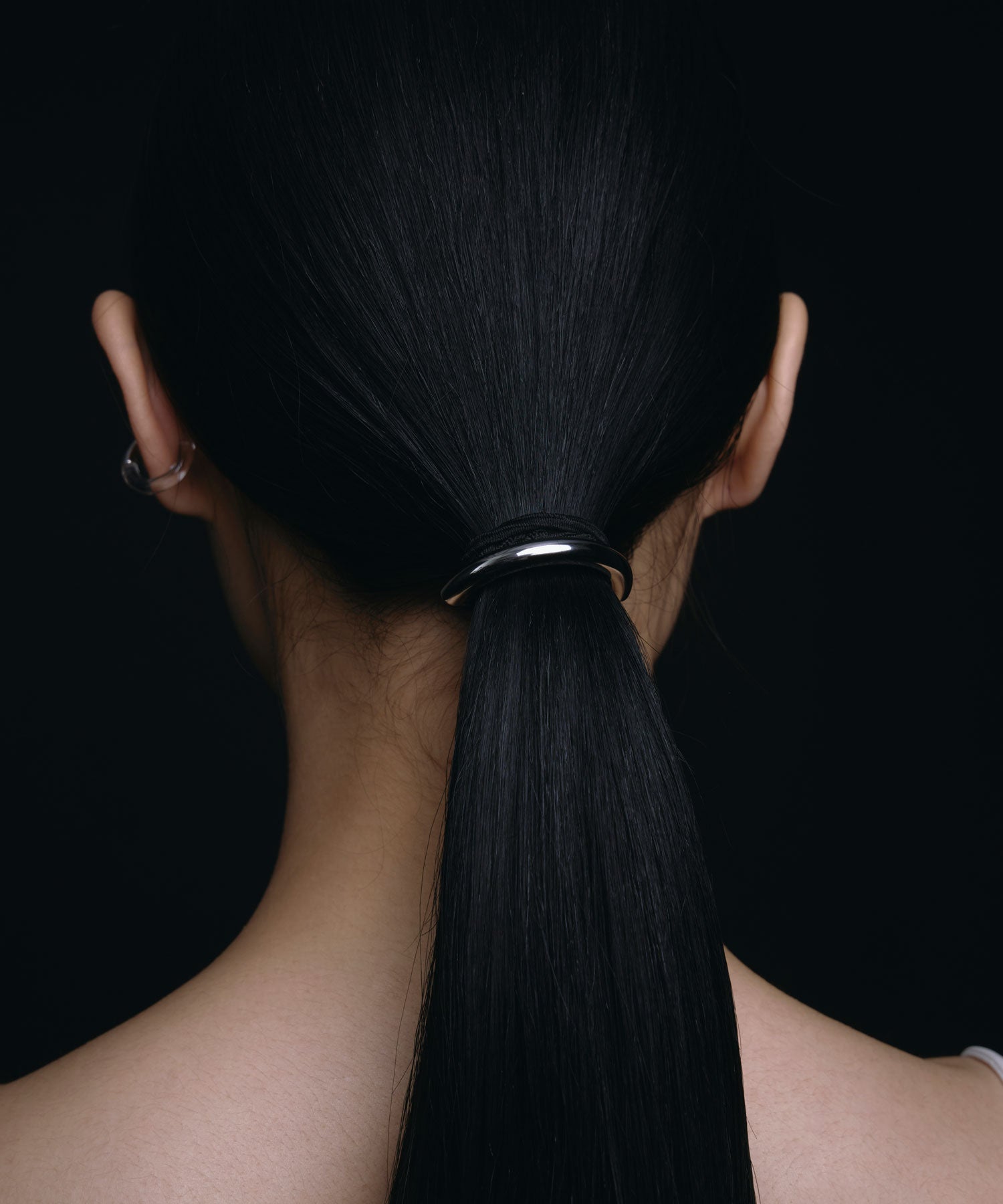 [銀色] 點綴珍珠戒指管鍊髮圈