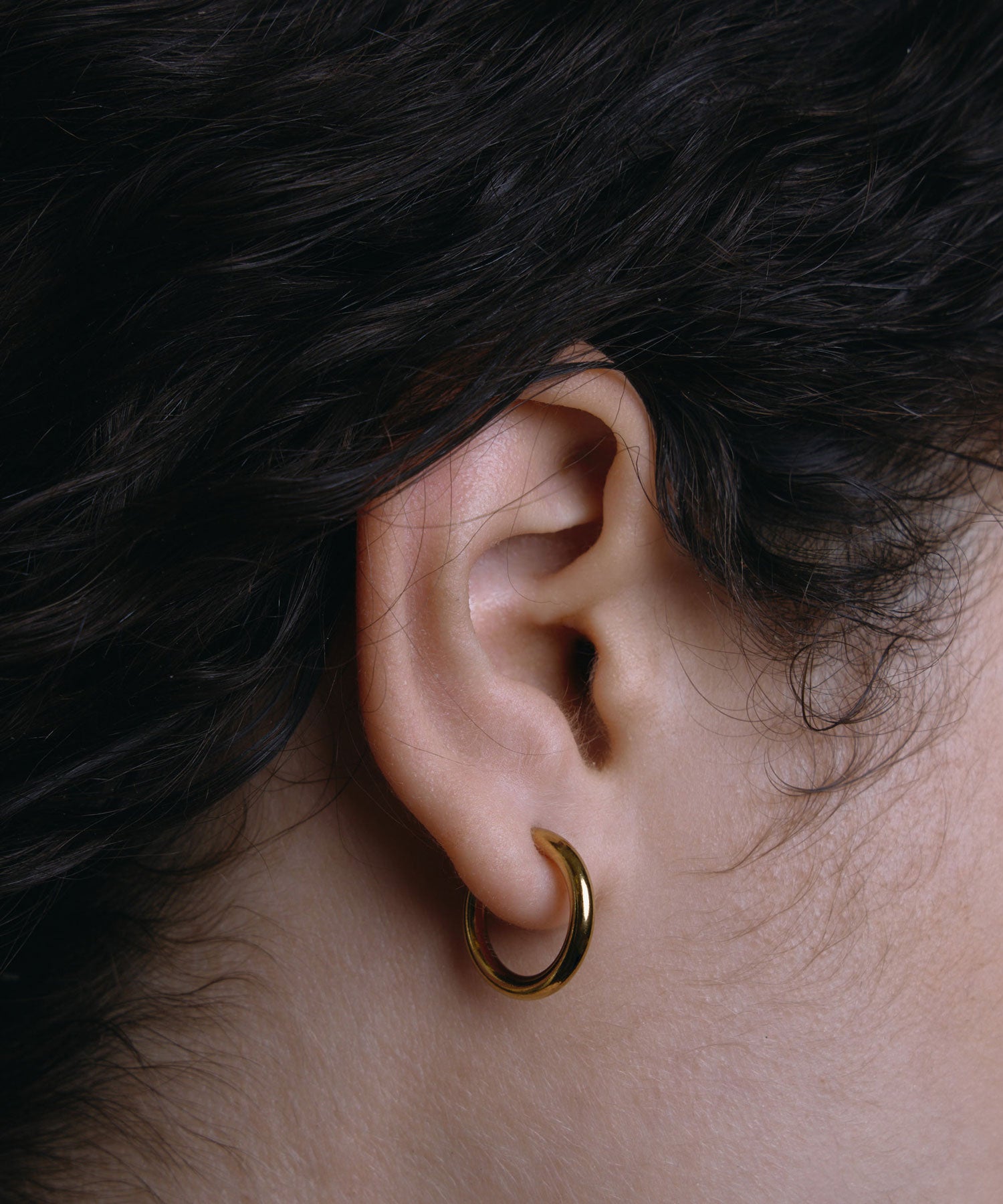 [金色] 素面環形耳環 17mm