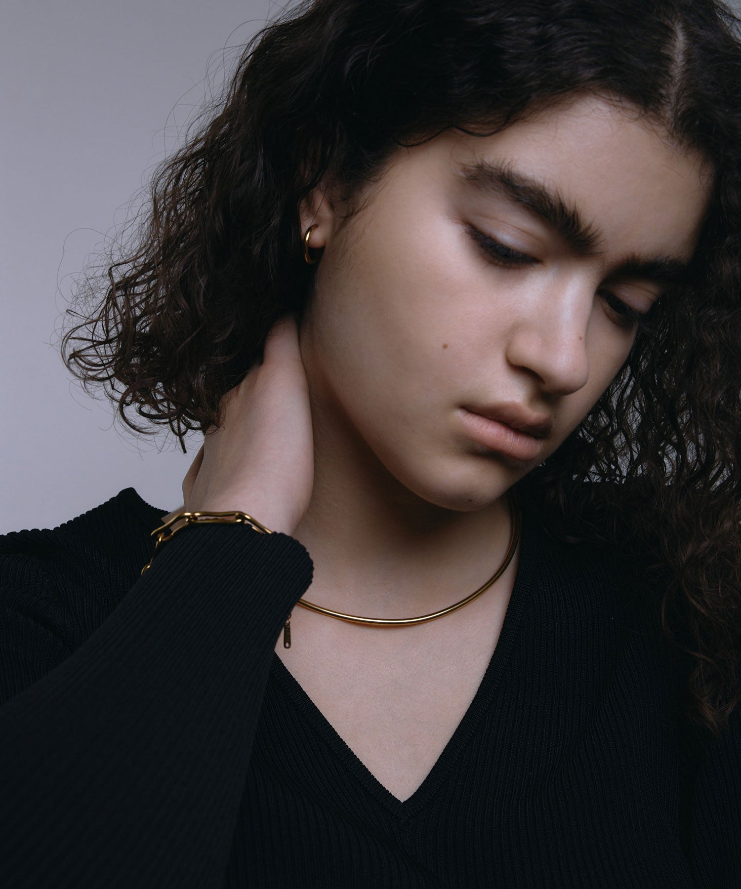 [金色] 素面環形耳環 17mm