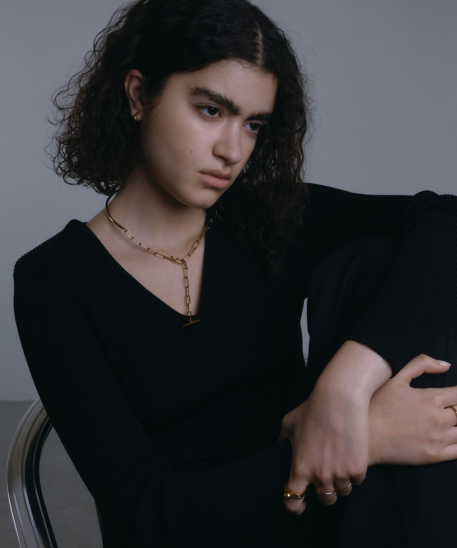 [金色] 素面環形耳環 17mm