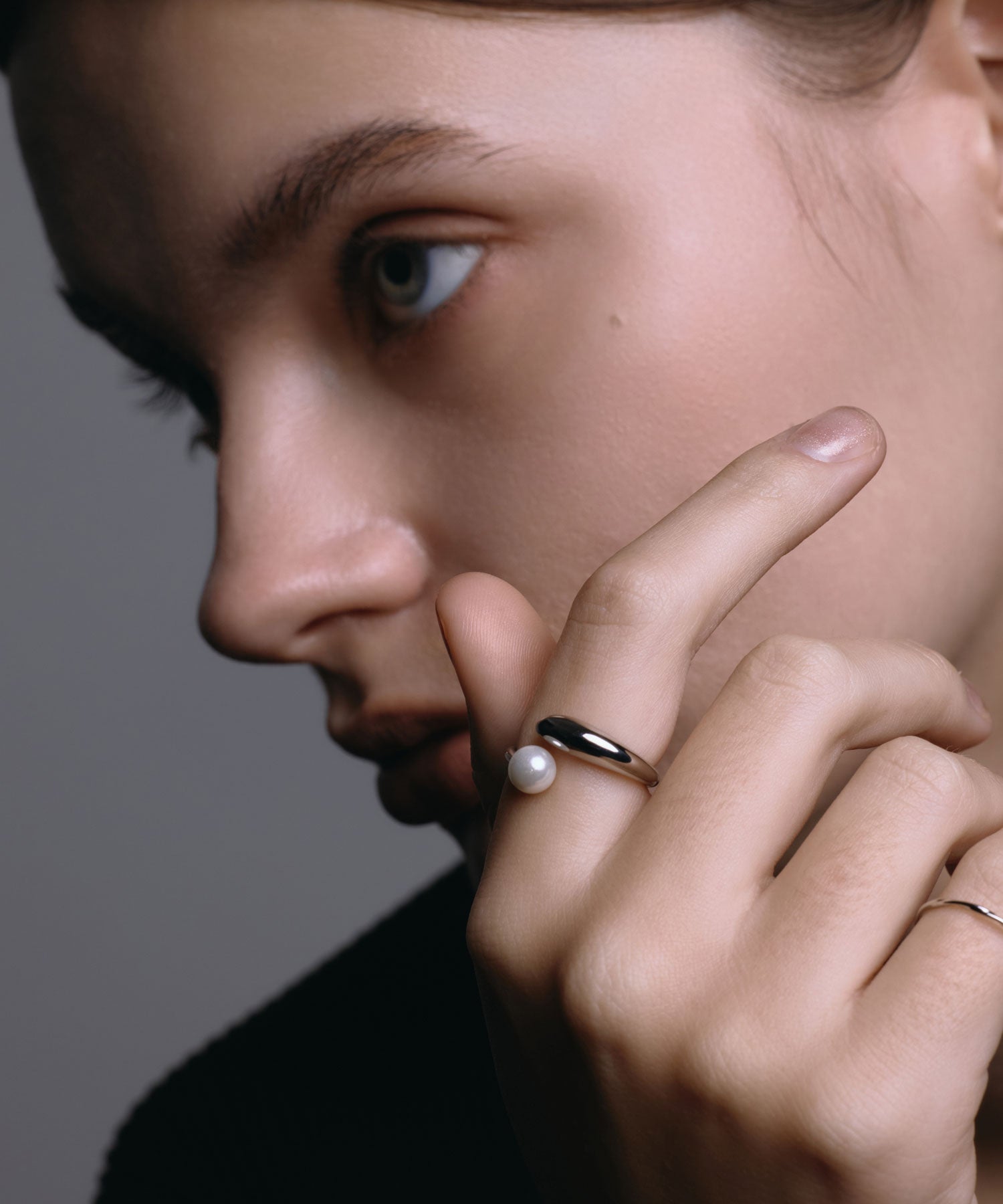 [Silver] Point Pearl Ring