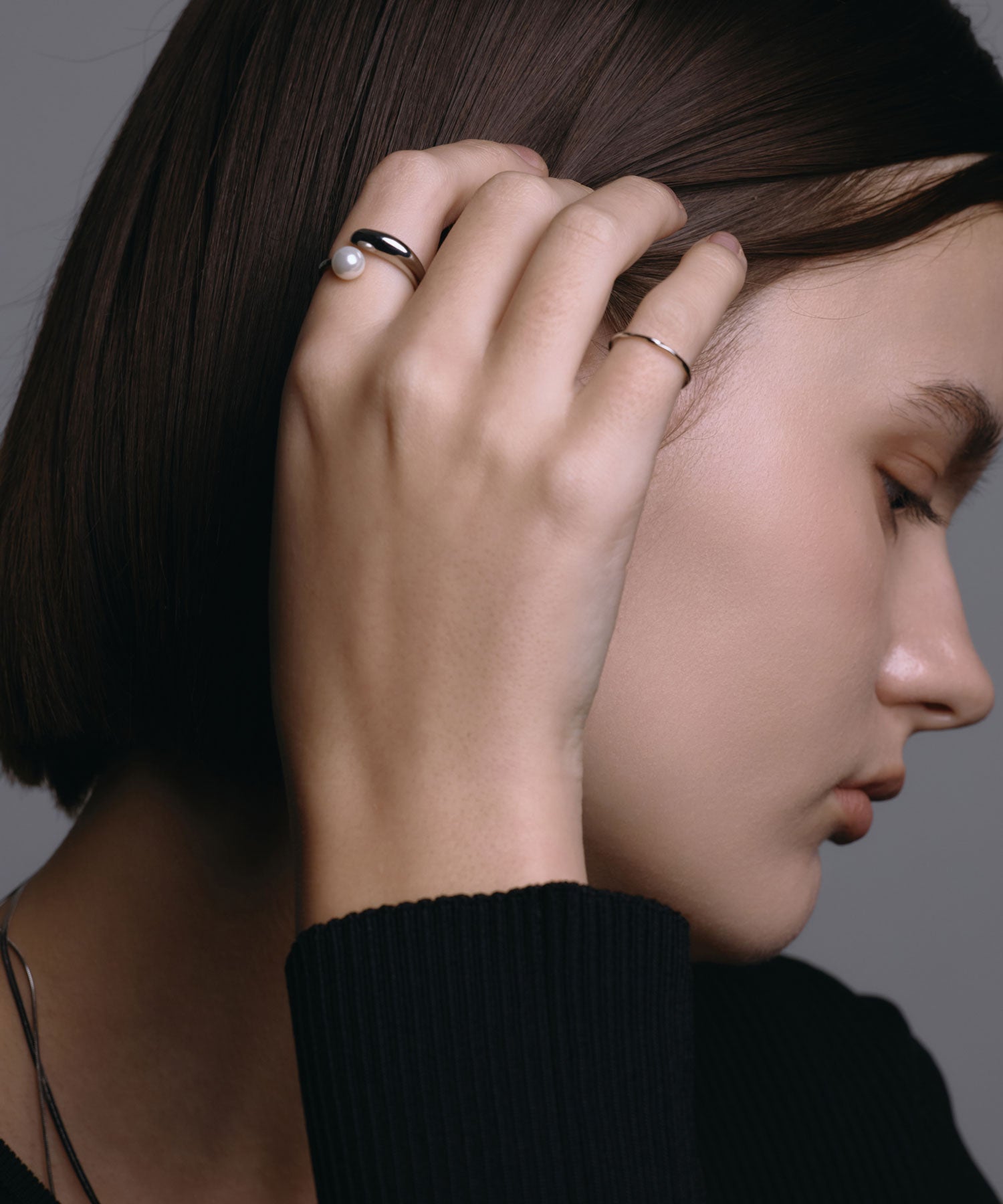 [Silver] Point Pearl Ring