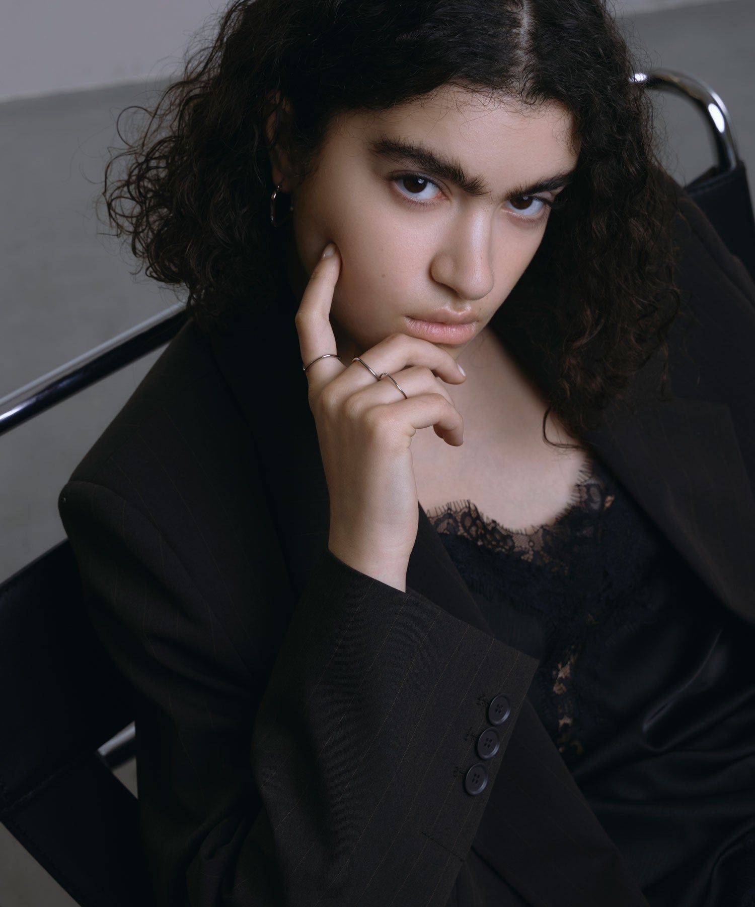 [銀色]四方形耳環