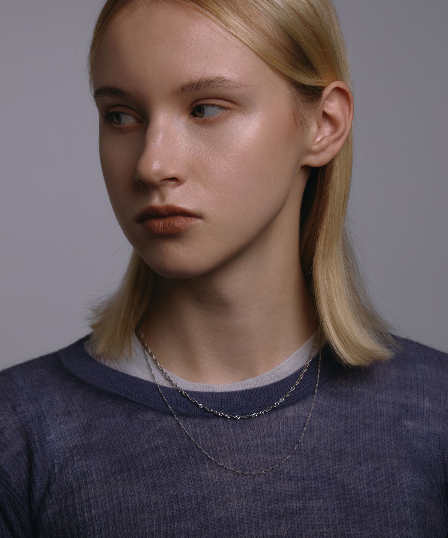 [シルバー]シマーラインネックレス