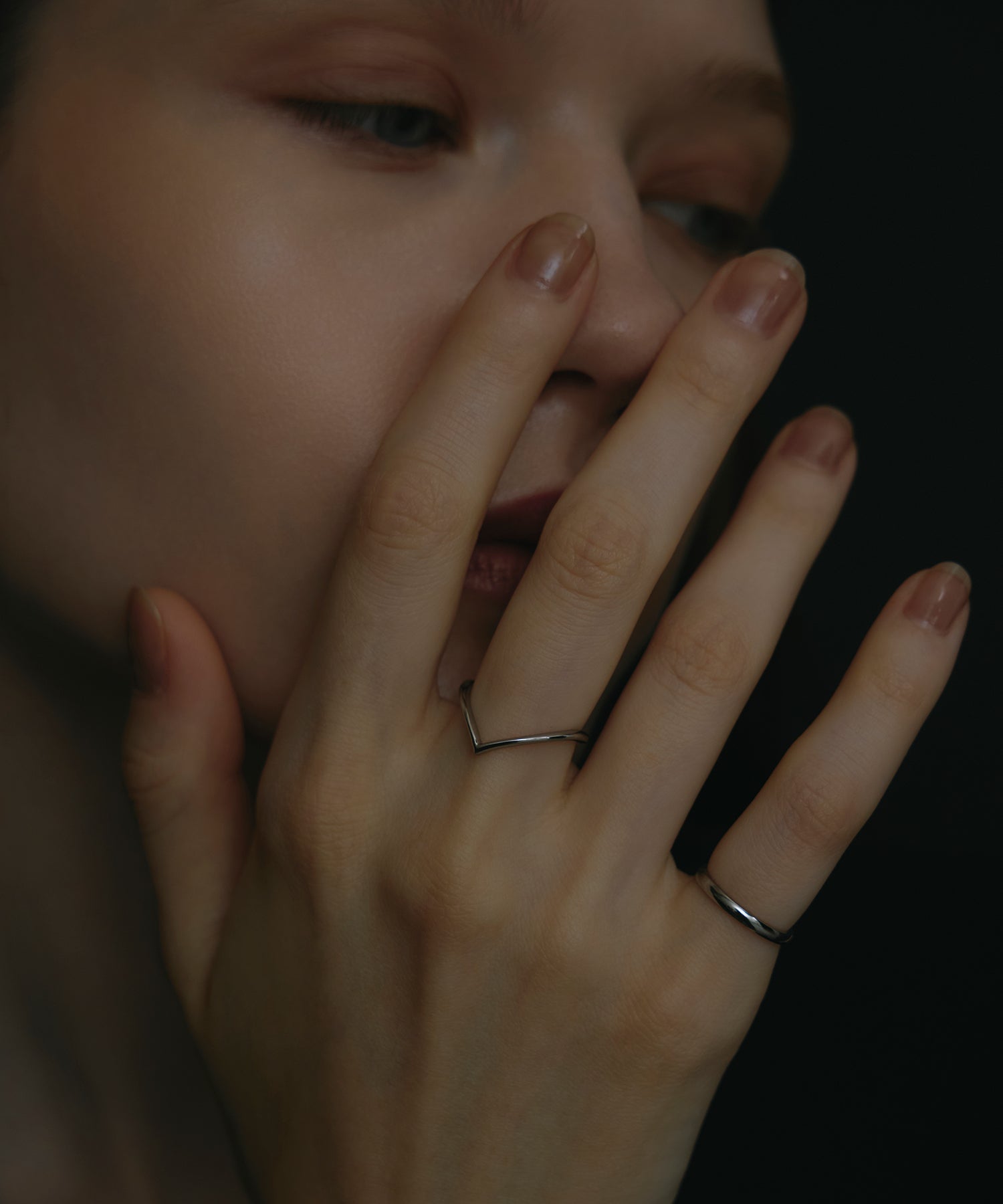 シルバー　エッジラインリング　金属アレルギー対応　サージカルステンレス
