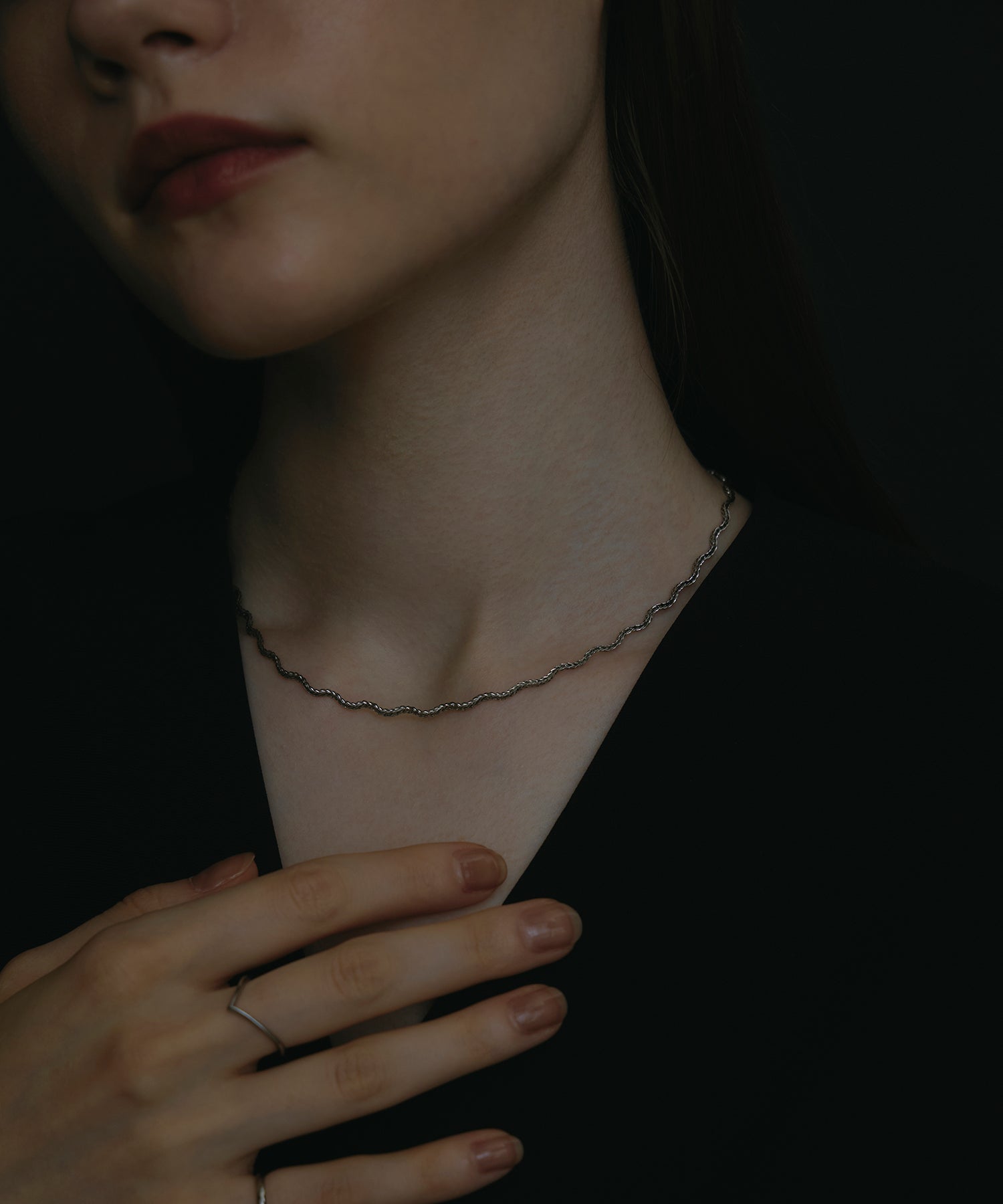 シルバー　フローチェーンネックレス　金属アレルギー対応　サージカルステンレス
