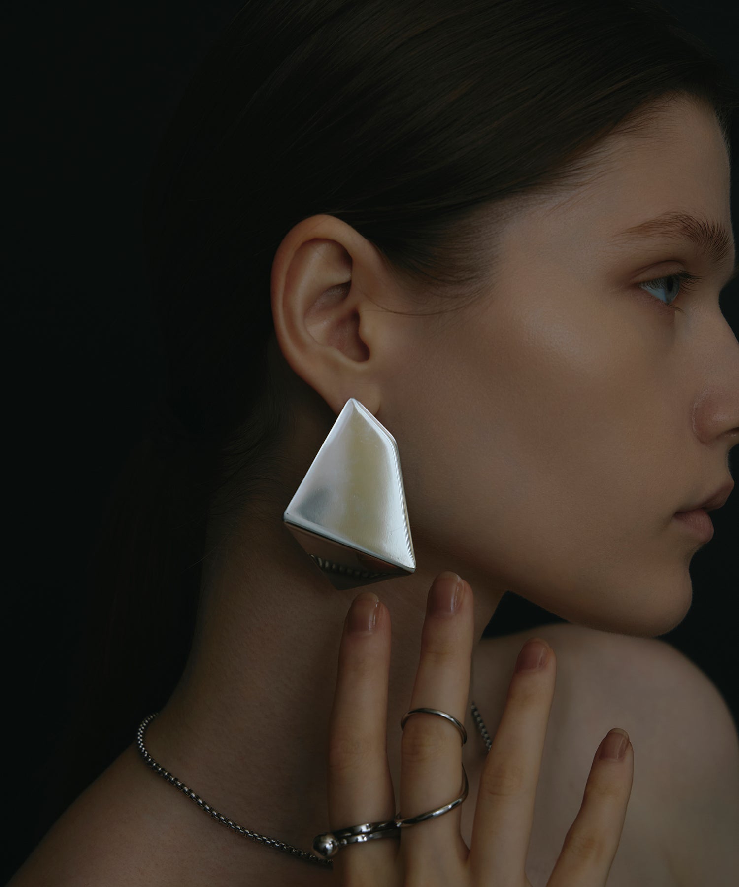 シルバー　ジオ スパークプレートピアス　金属アレルギー対応　サージカルステンレス
