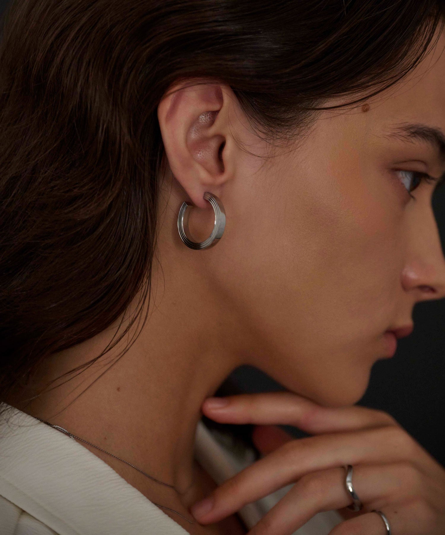 インダストリアルサークルピアス　シルバー　金属アレルギー対応　サージカルステンレス