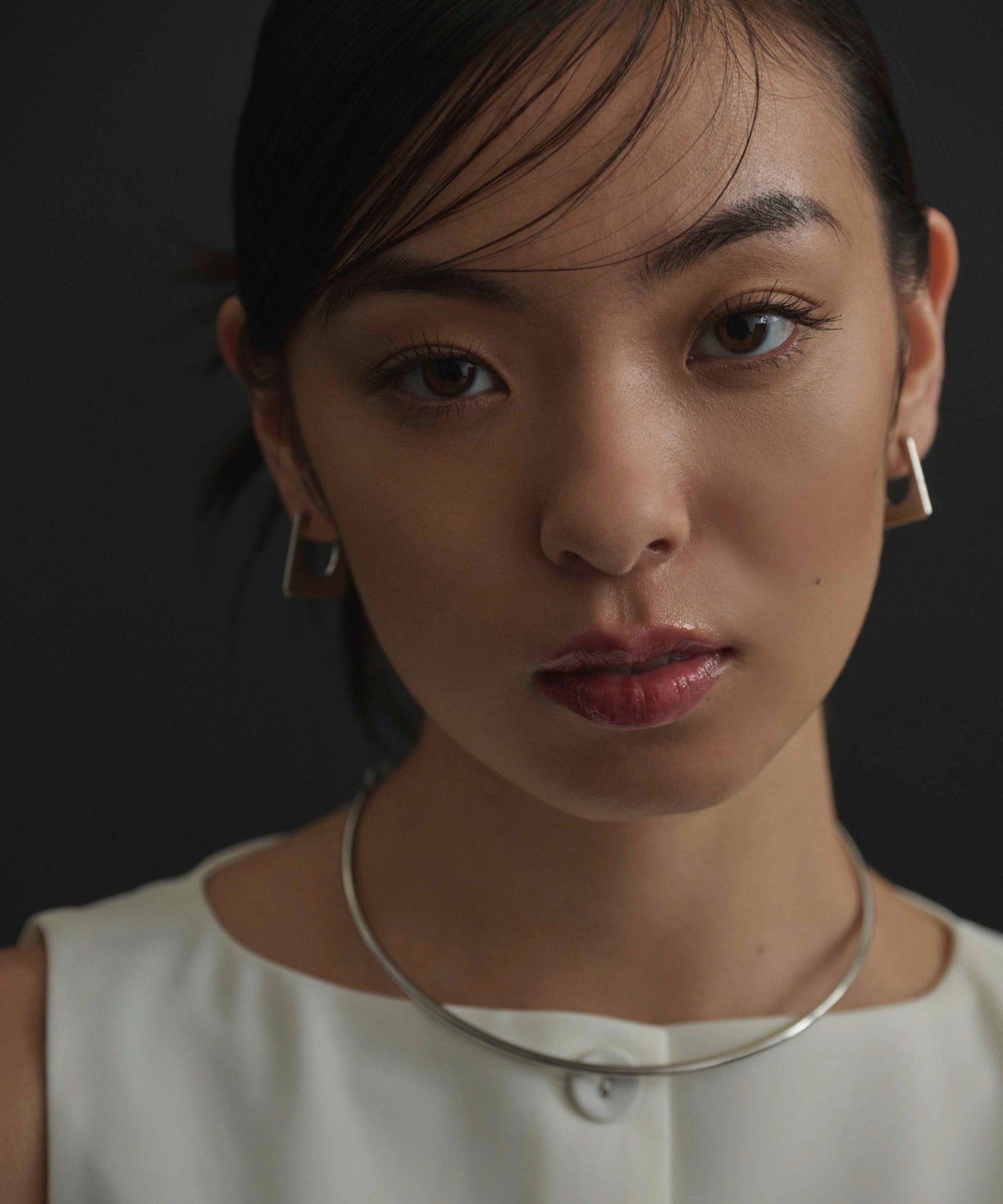 シルバー　パネルフープピアス　金属アレルギー対応　サージカルステンレス
