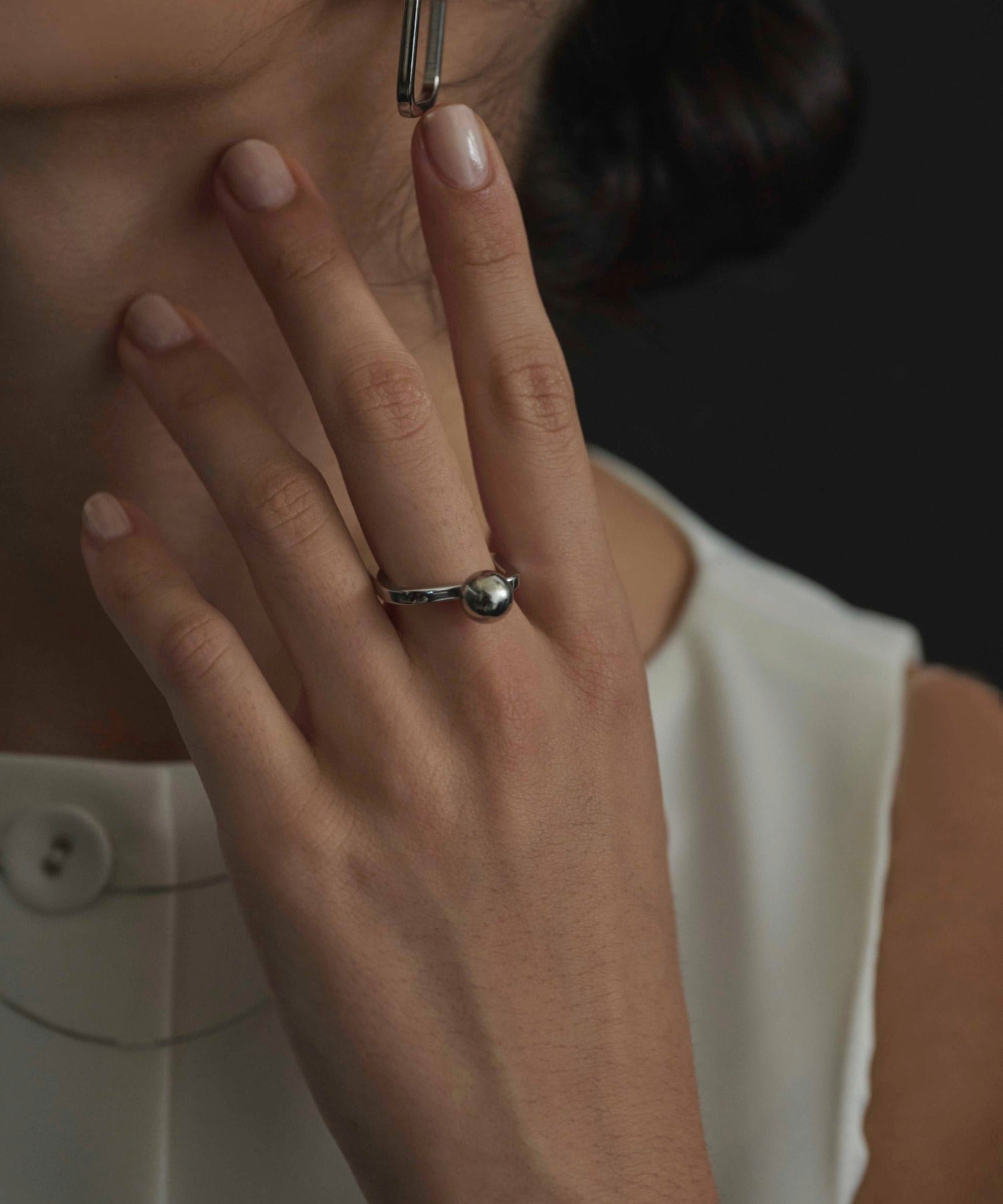 シルバー　クオードボールリング　金属アレルギー対応　サージカルステンレス
