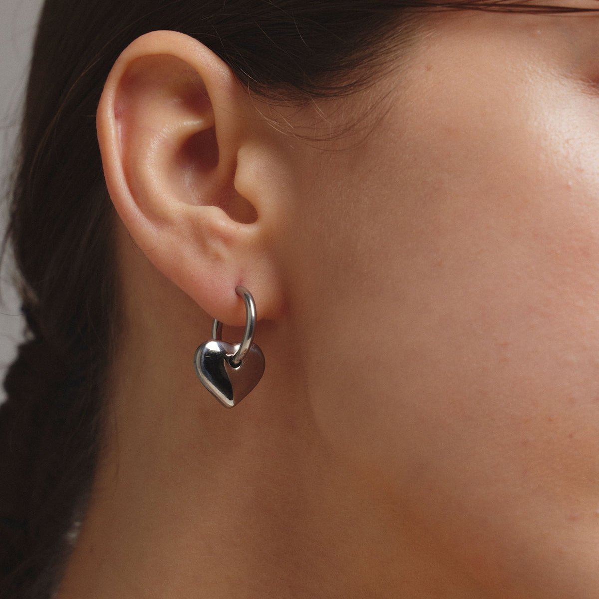 シルバー]ハートフープピアス