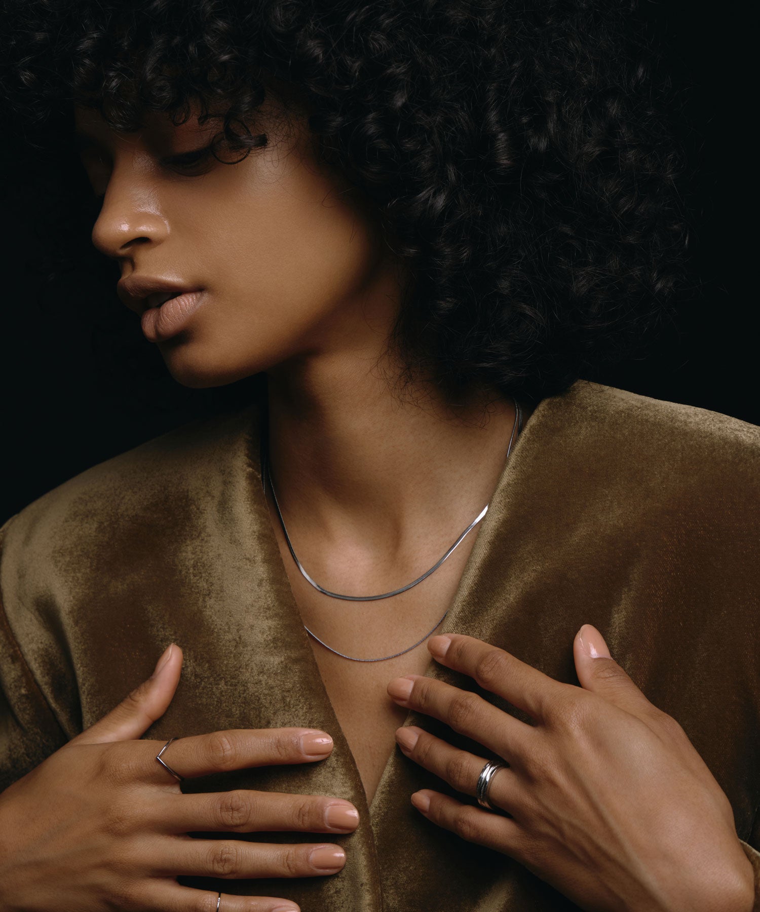 [シルバー]スネークレイヤーネックレス