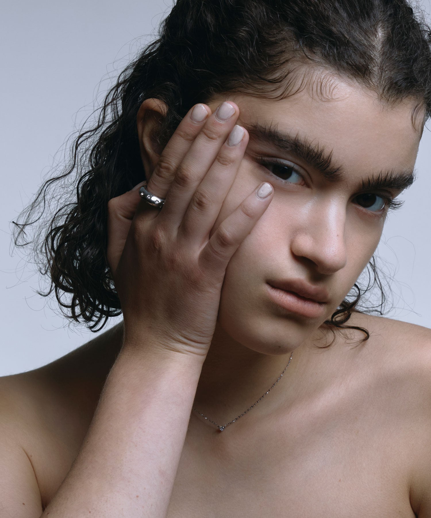 [シルバー]ソロジルコニアチェーンネックレス