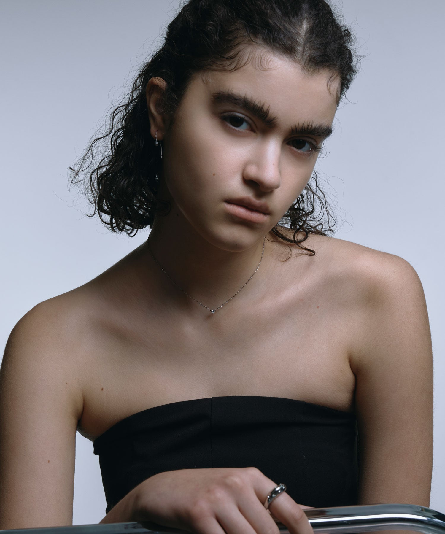 [シルバー]ソロジルコニアチェーンネックレス