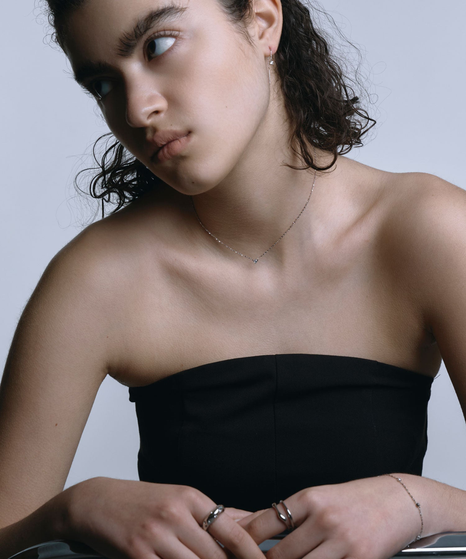 [シルバー]ソロジルコニアチェーンネックレス