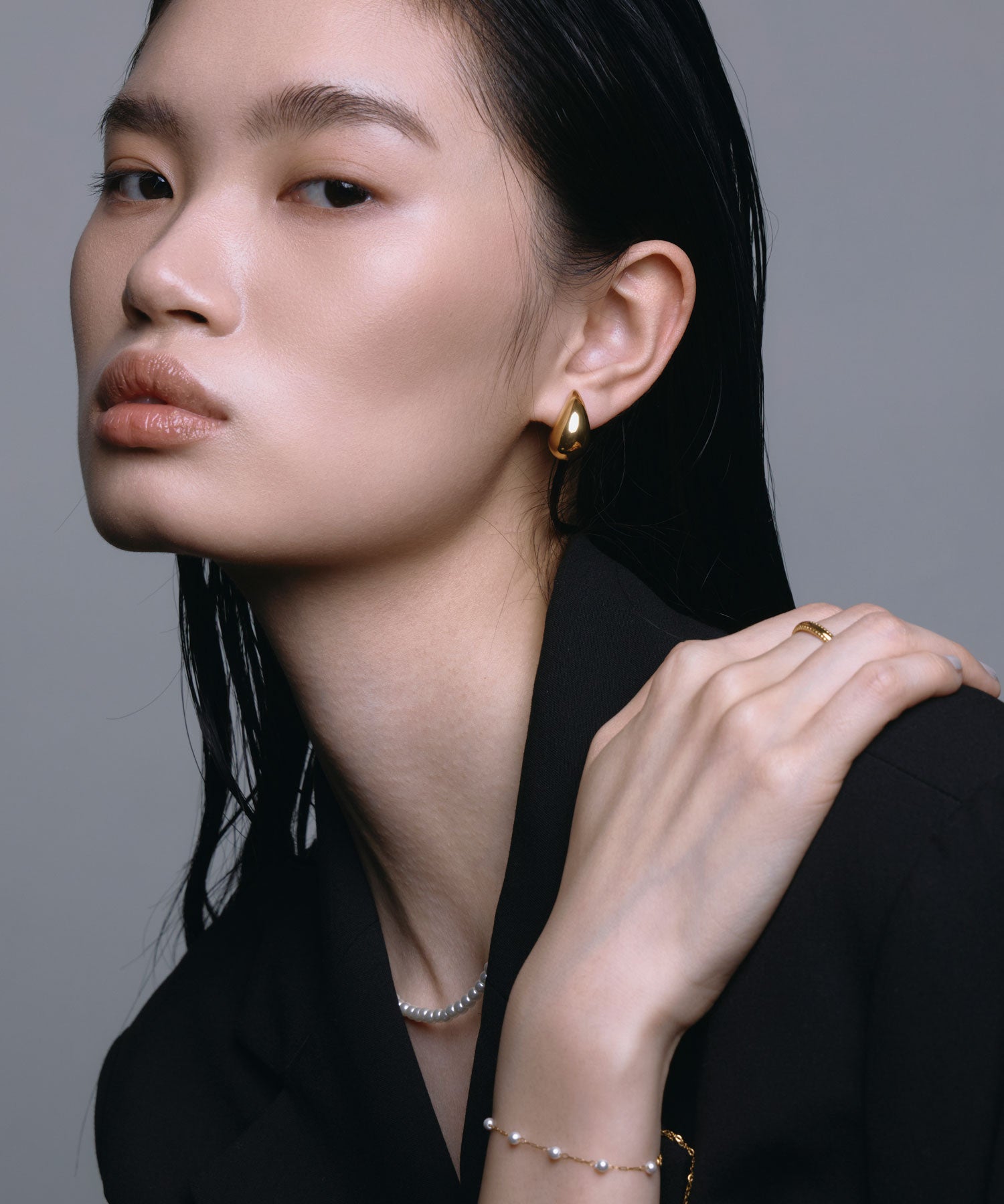 [金色]純色滴墜耳環