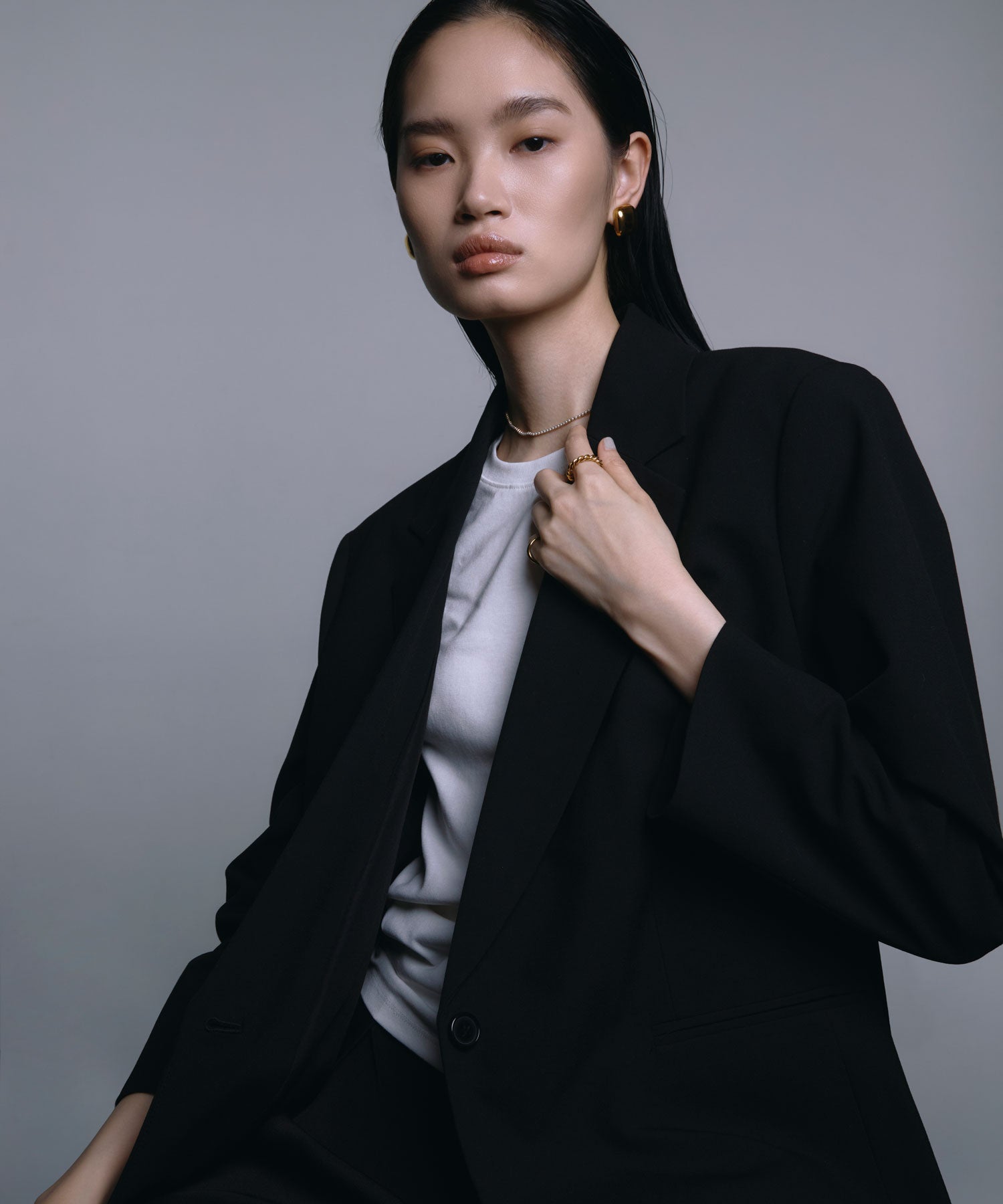 [ゴールド]スクエアイヤリング