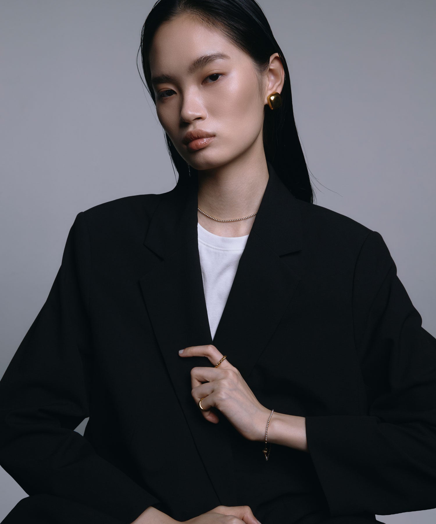 [ゴールド]スクエアイヤリング