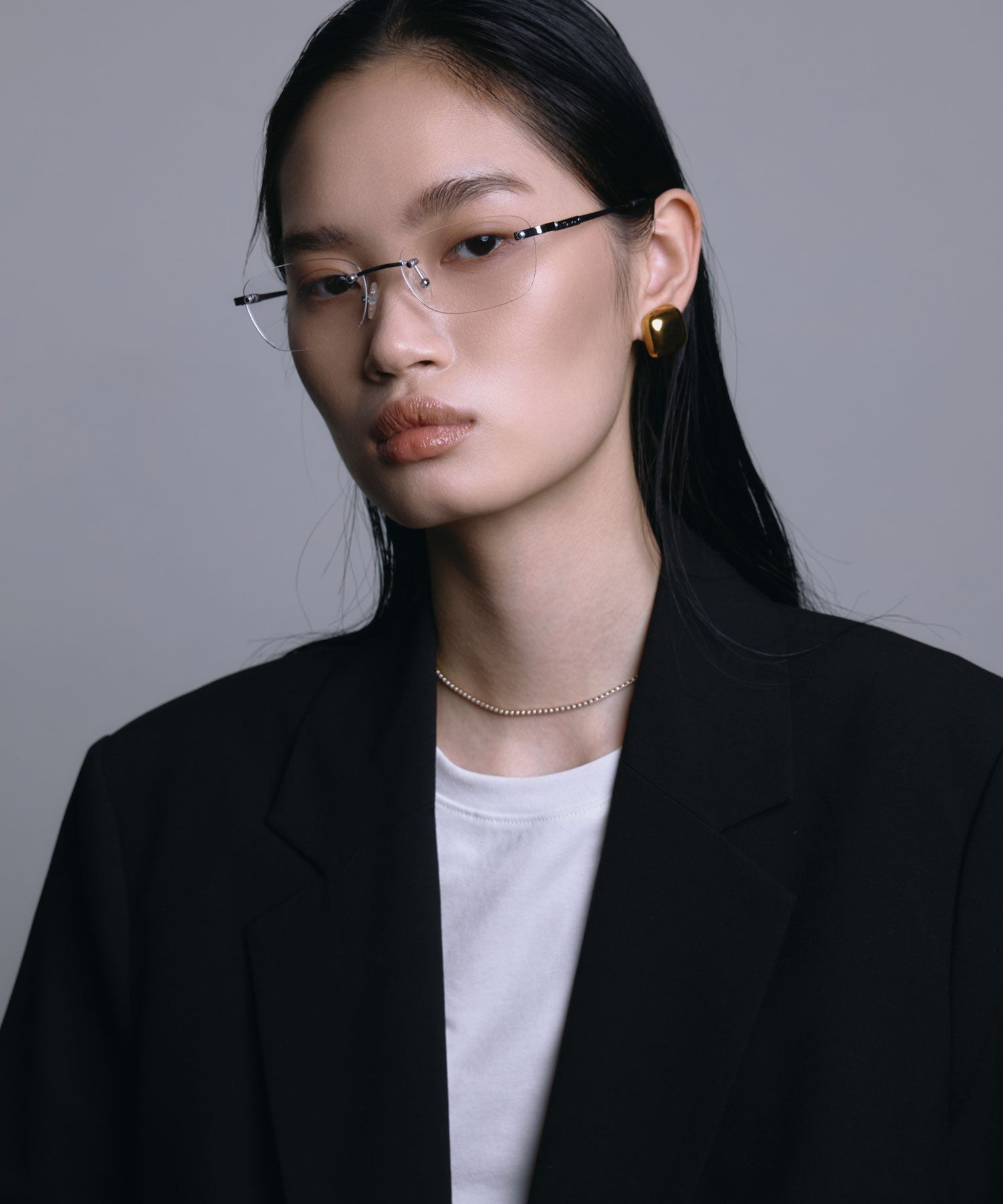 [クリア]スクエアリムレスアイウェア