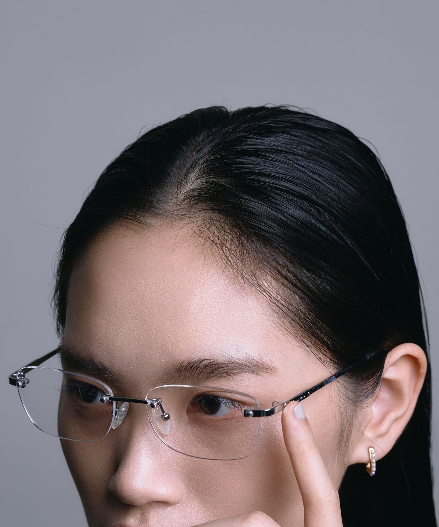 [クリア]スクエアリムレスアイウェア