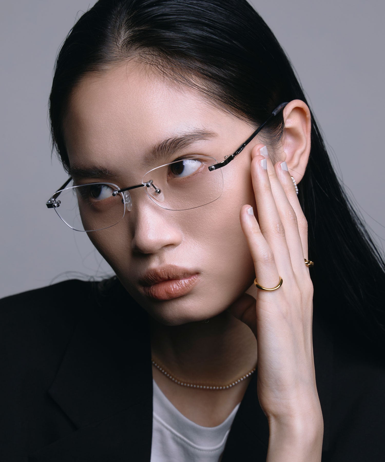 [クリア]スクエアリムレスアイウェア