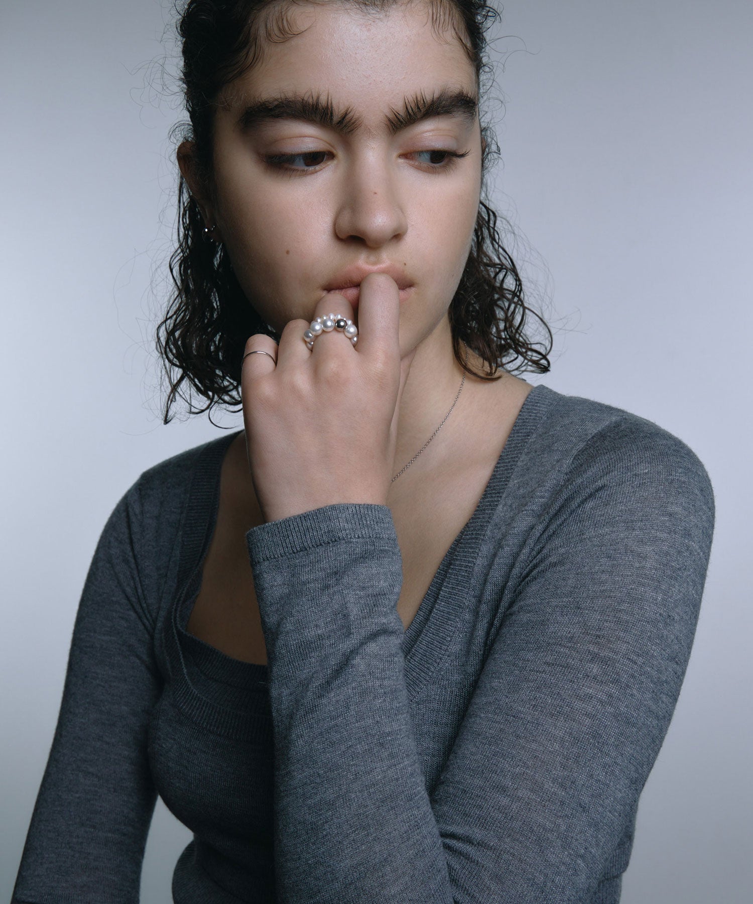 【預約販售（預計2月中旬出貨）】[銀色]堆疊珍珠戒指