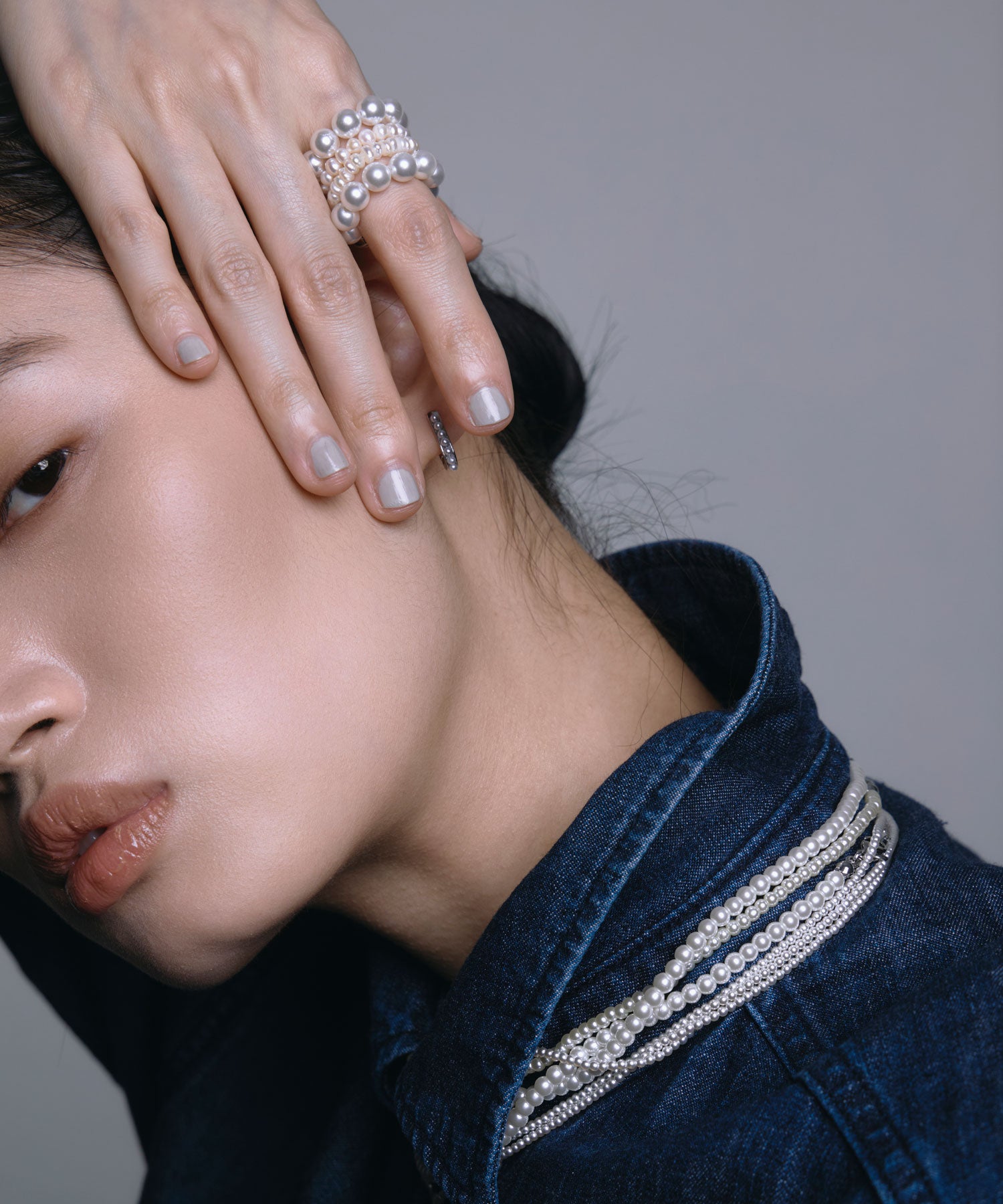 [シルバー]スタッキングパールリング