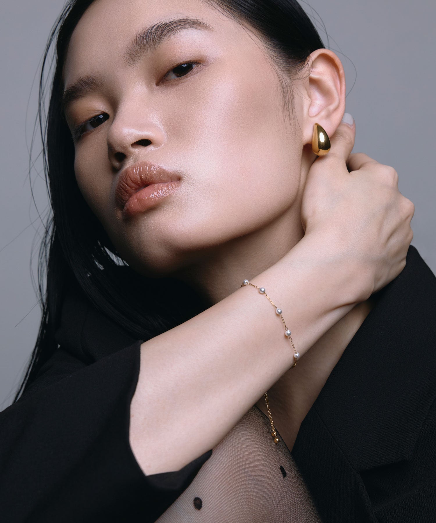 【展覽產品（預定三月底出貨】[金色] 車站珍珠手鐲