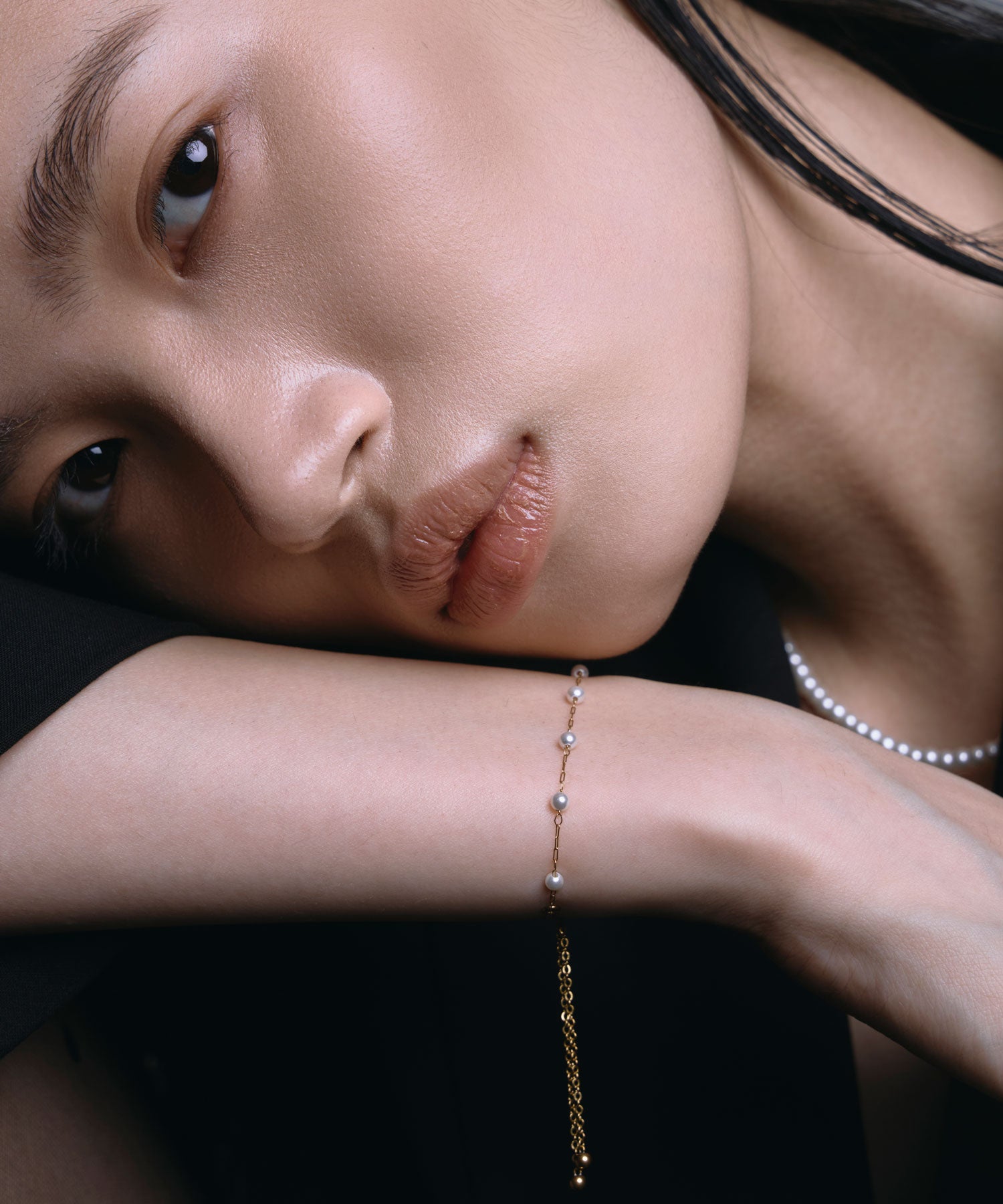 【展覽產品（預定三月底出貨】[金色] 車站珍珠手鐲