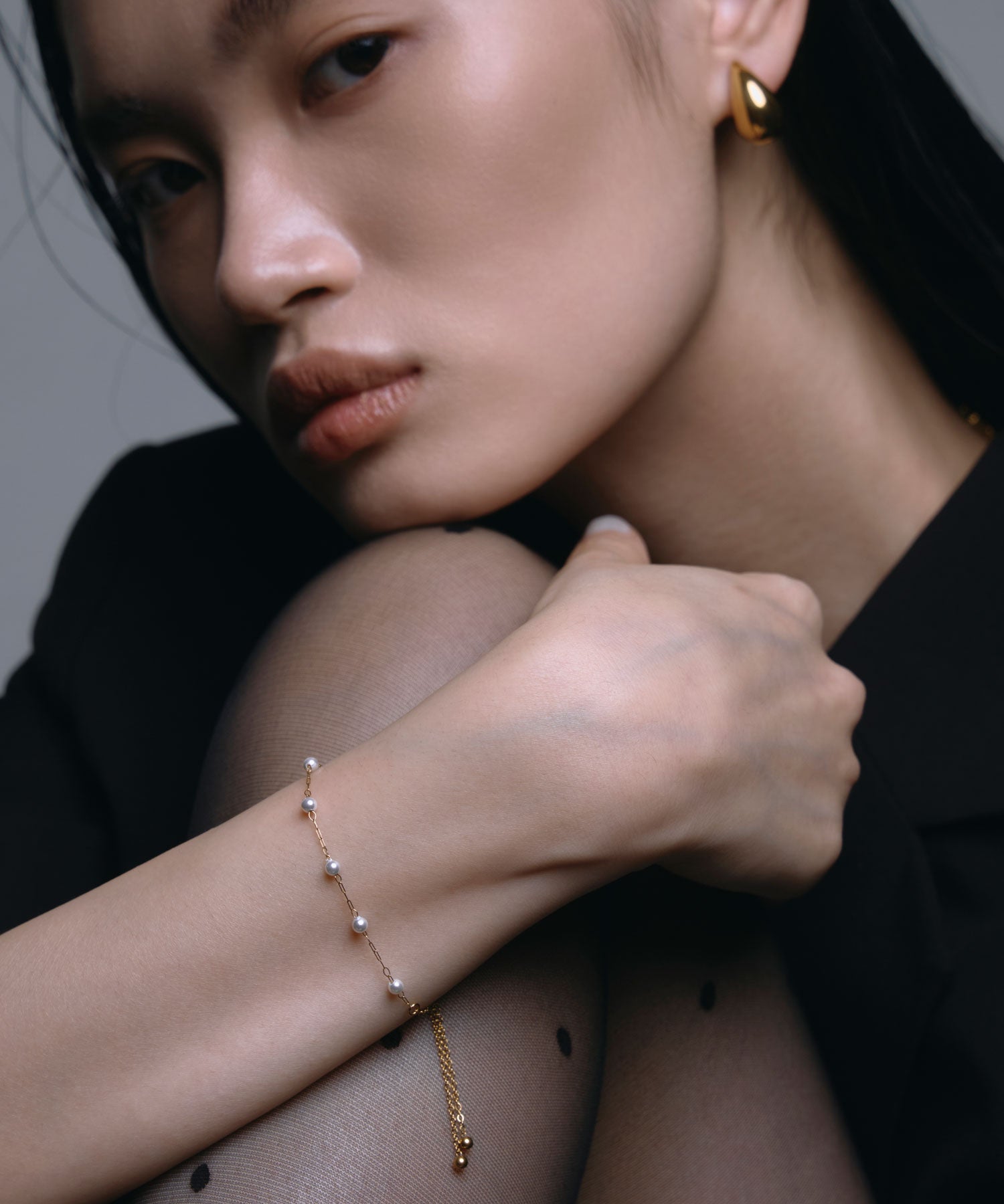 【展覽產品（預定三月底出貨】[金色] 車站珍珠手鐲