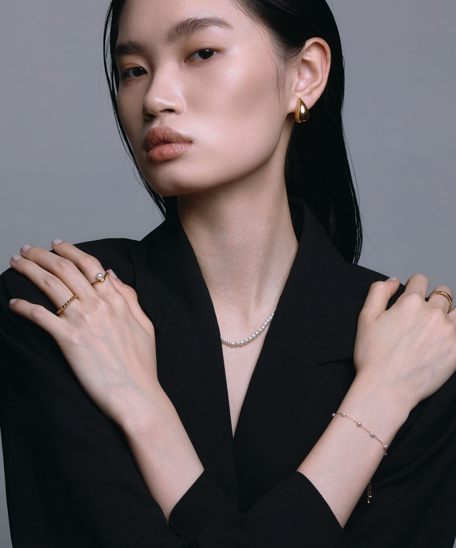 【展覽產品（預定三月底出貨】[金色] 車站珍珠手鐲