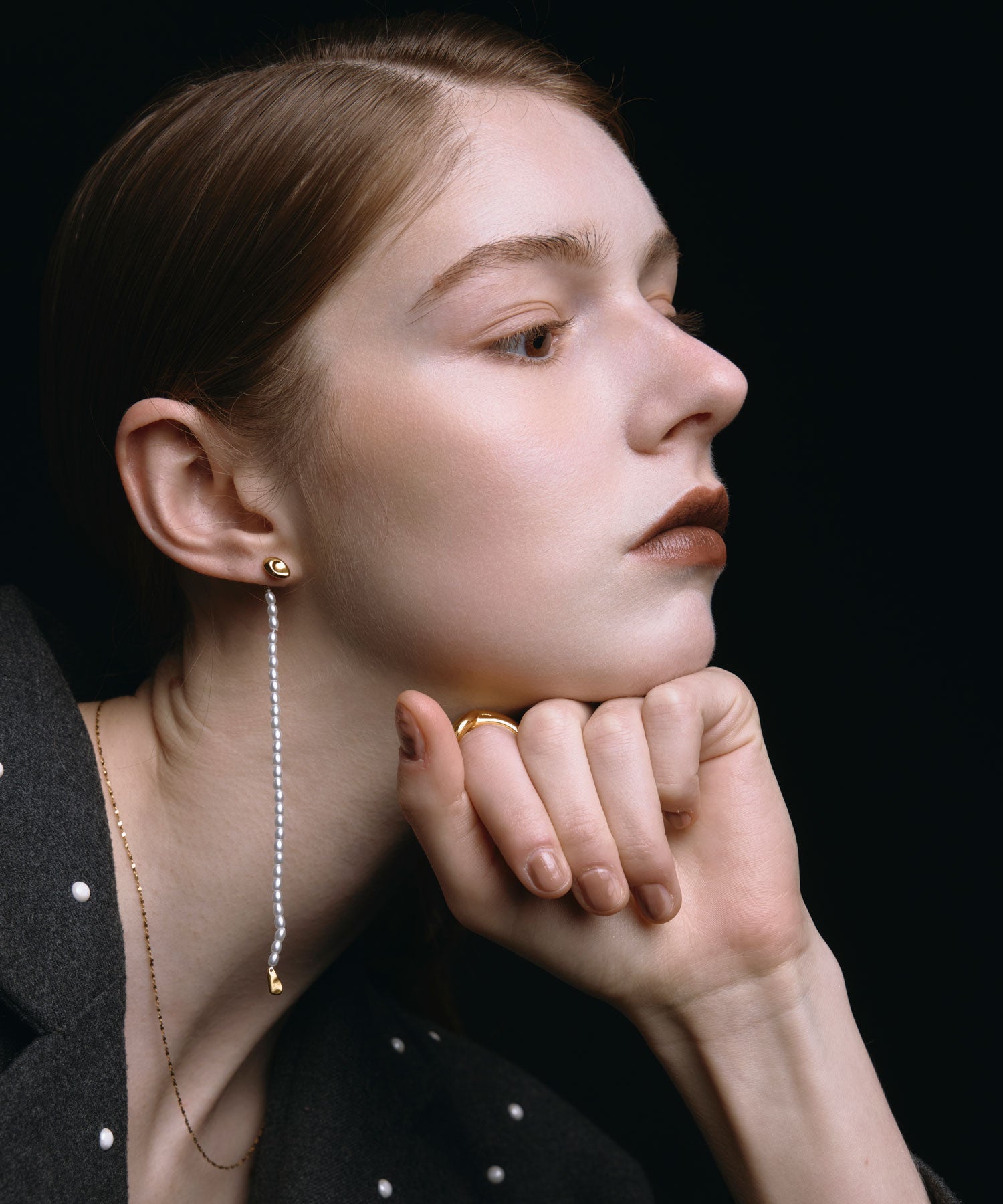 [ゴールド]ストリアラインパールピアス