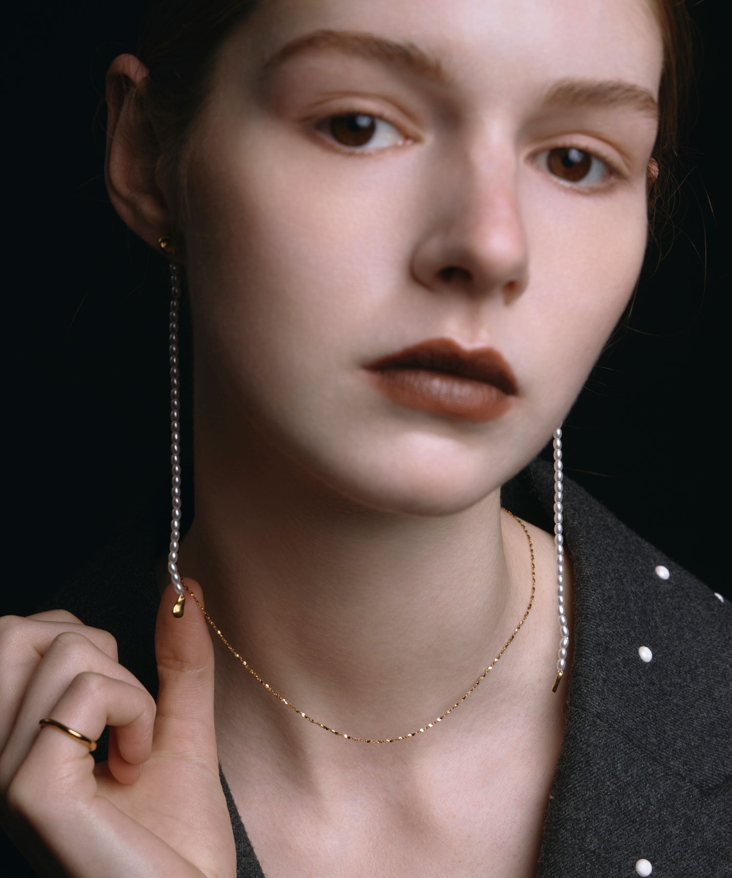 [ゴールド]ストリアラインパールピアス