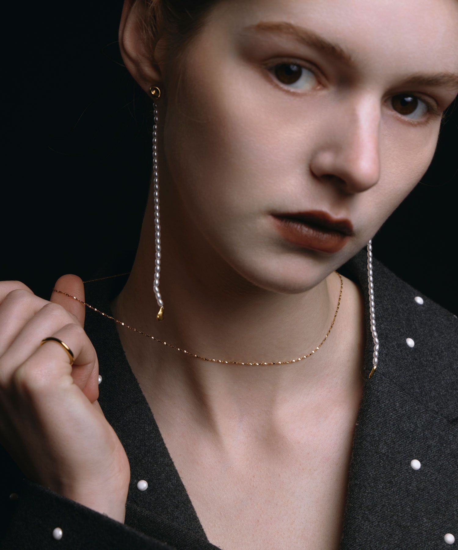 [ゴールド]ストリアラインパールピアス