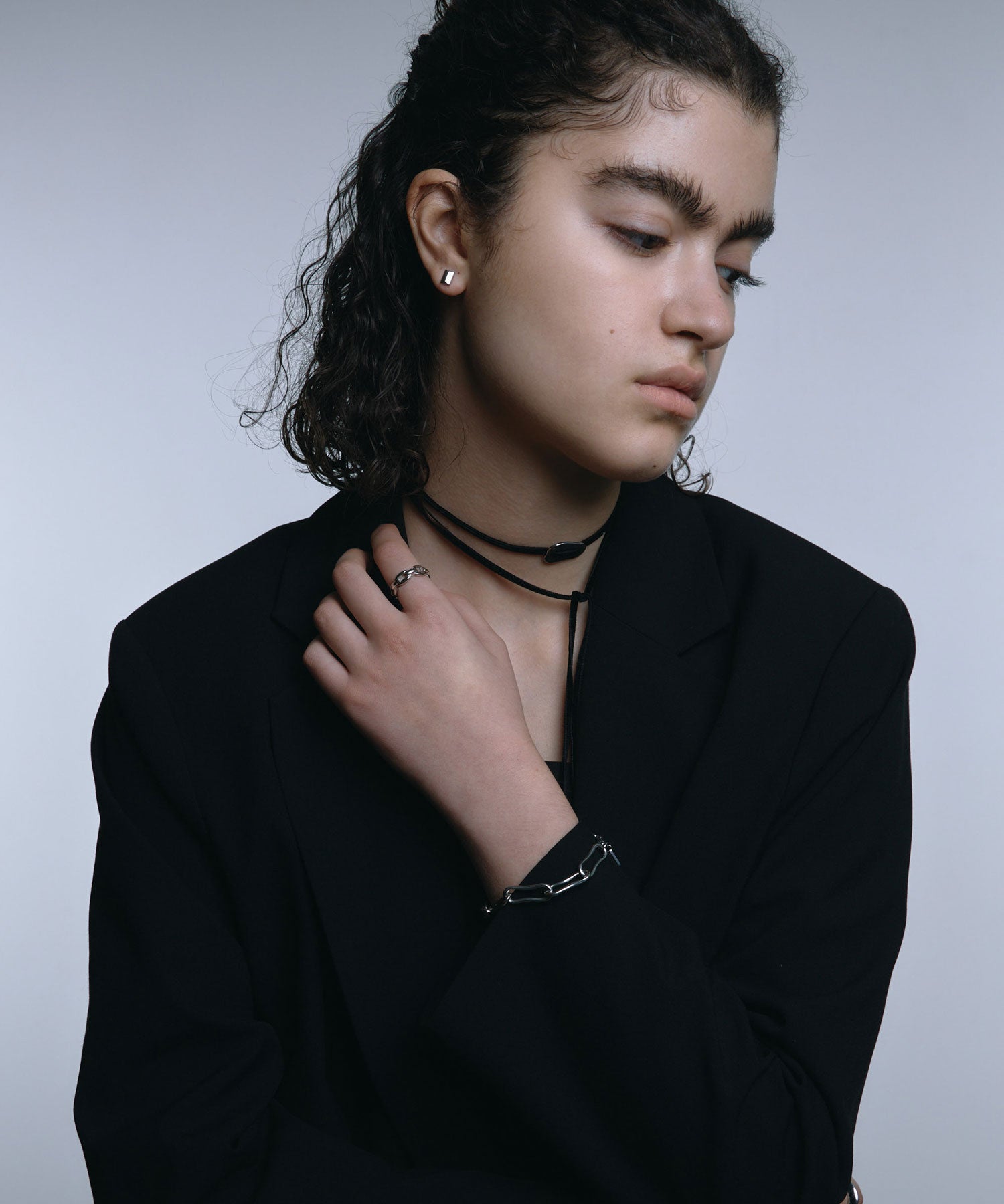 [Silver] Studded earrings