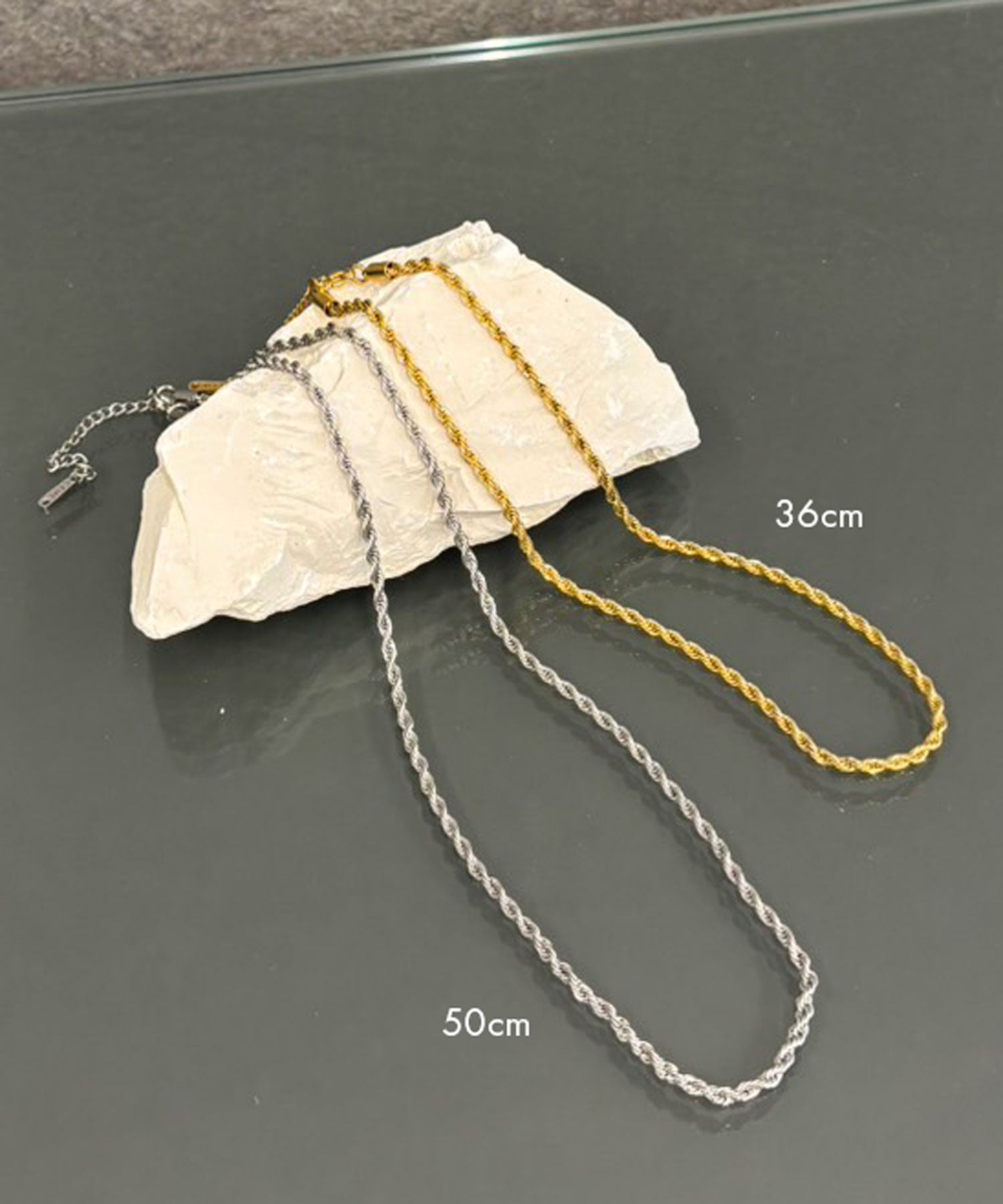 [シルバー]ブレイディドネックレス50cm