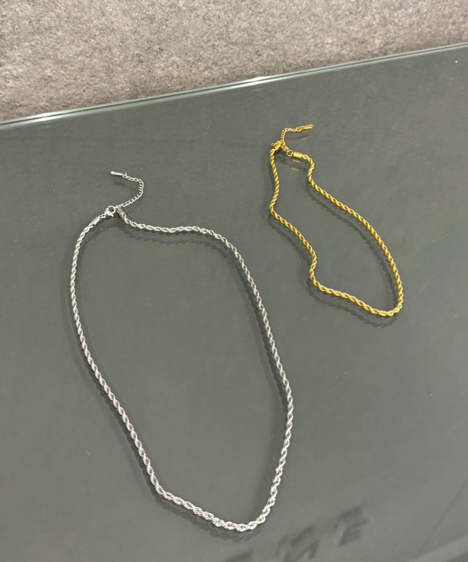 [シルバー]ブレイディドネックレス50cm