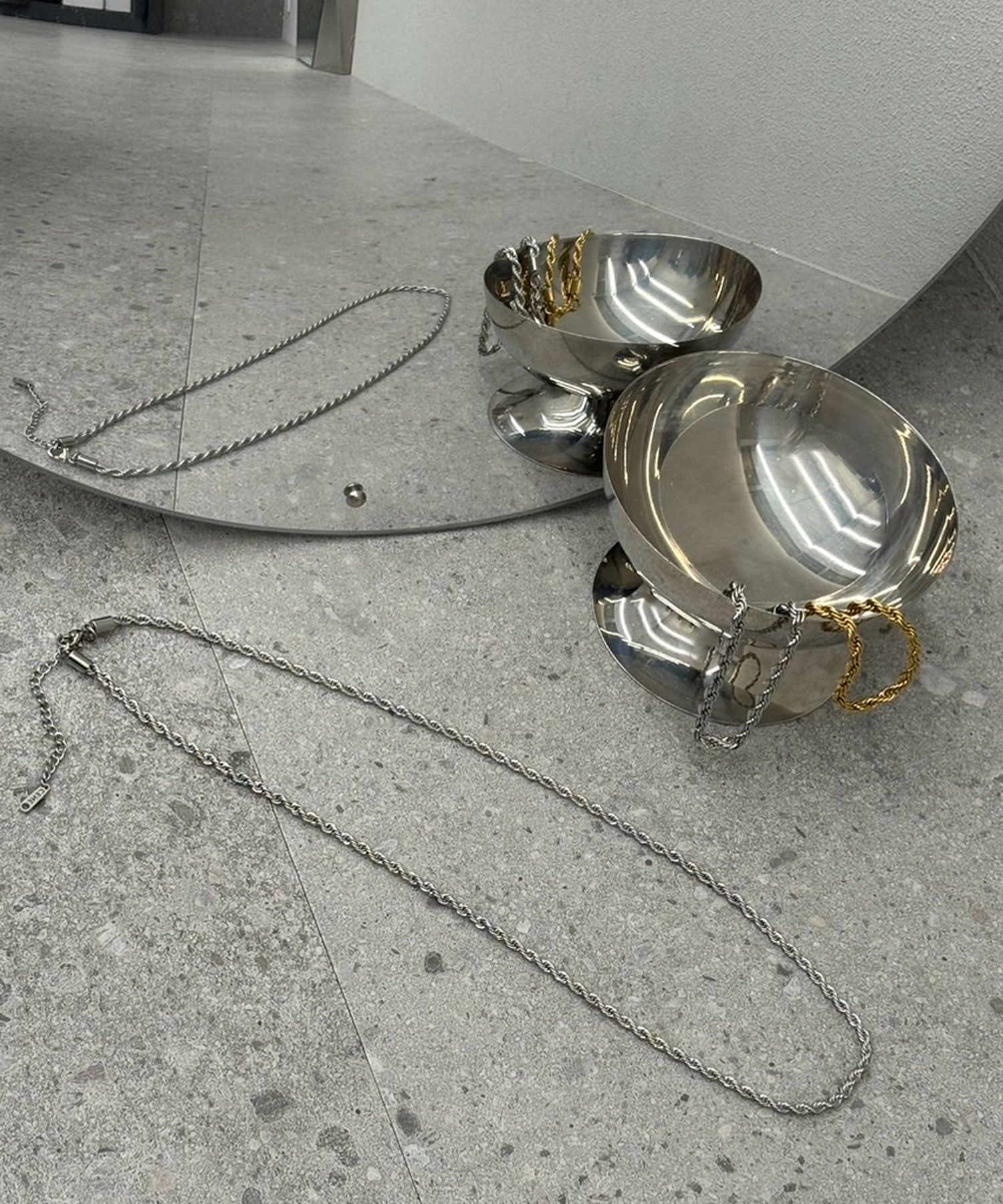 [シルバー]ブレイディドネックレス18cm