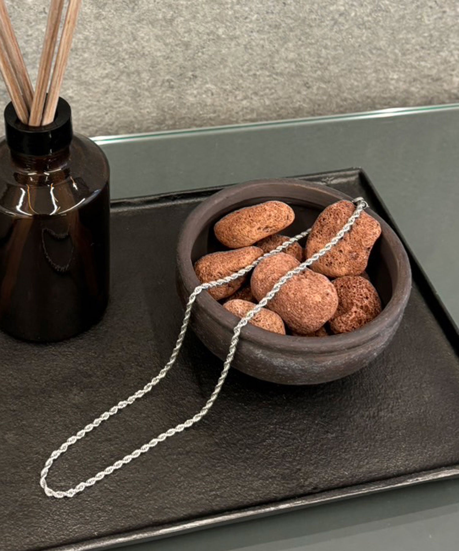 [シルバー]ブレイディドネックレス50cm