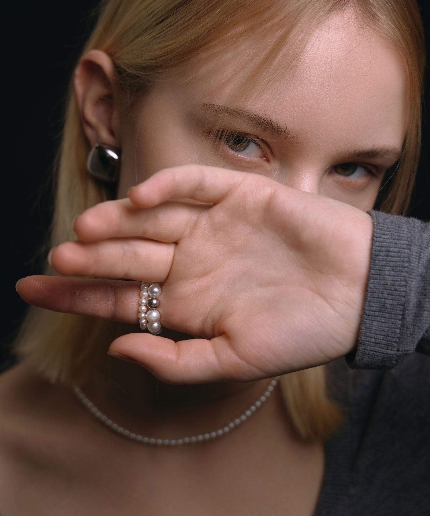 [シルバー]スタッキングパールリング