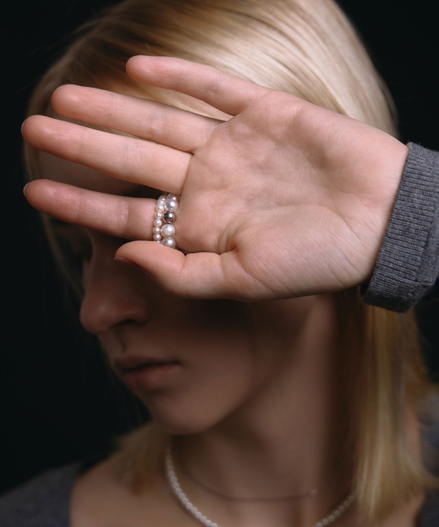 [シルバー]スタッキングパールリング